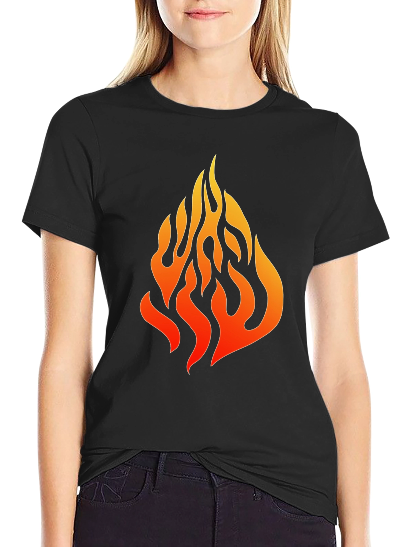 Black Flame Graphic Black T-Shirt view 2