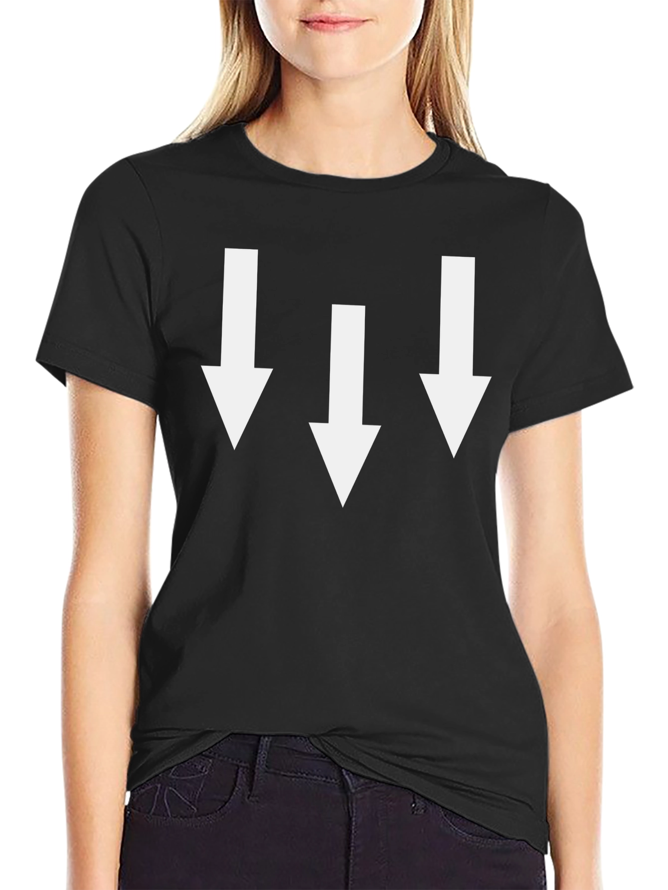 Black Arrow Point Down Graphic Tee - Modern Style view 2