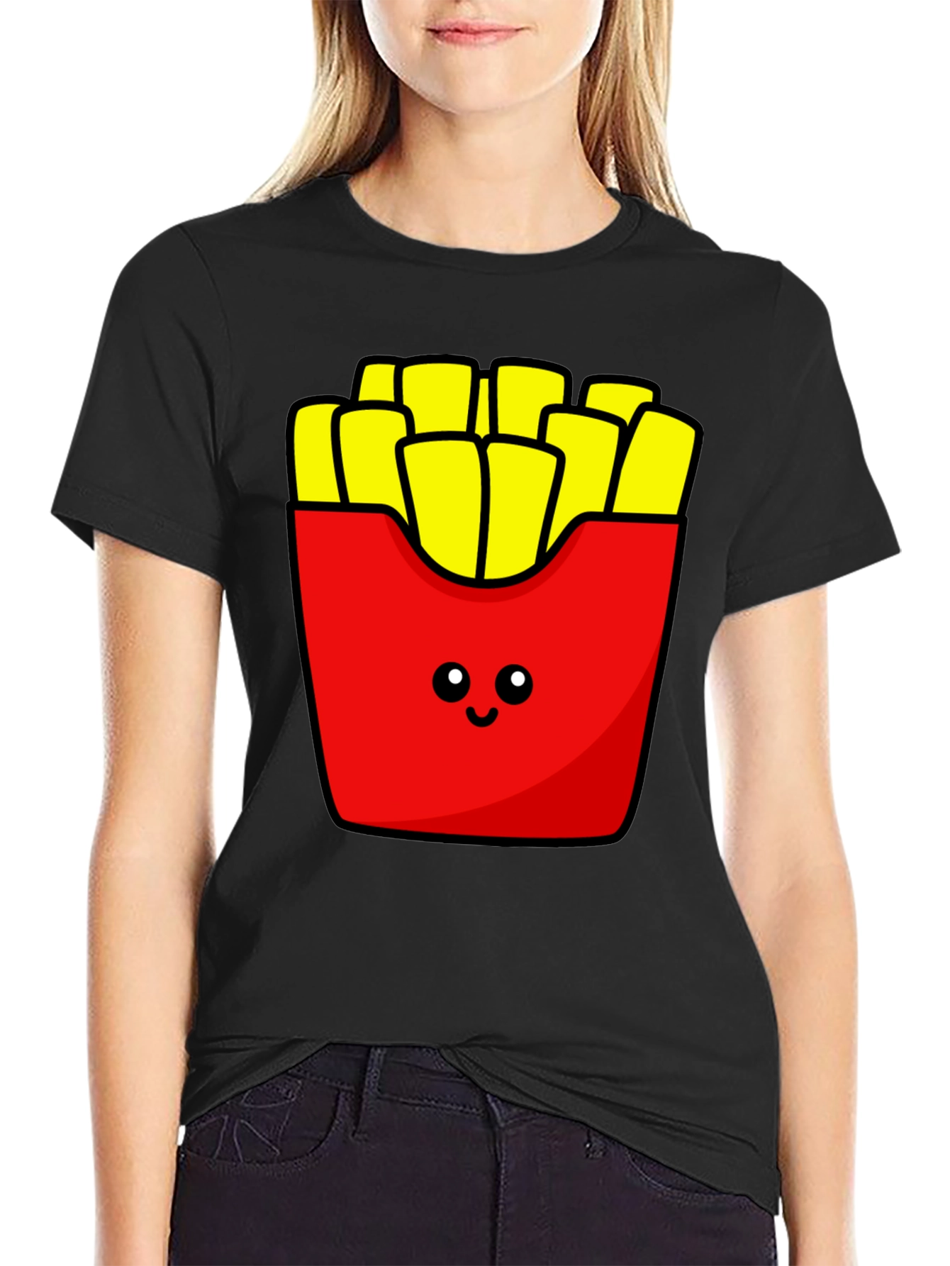 Black Cute French Fries Graphic Tee view 2