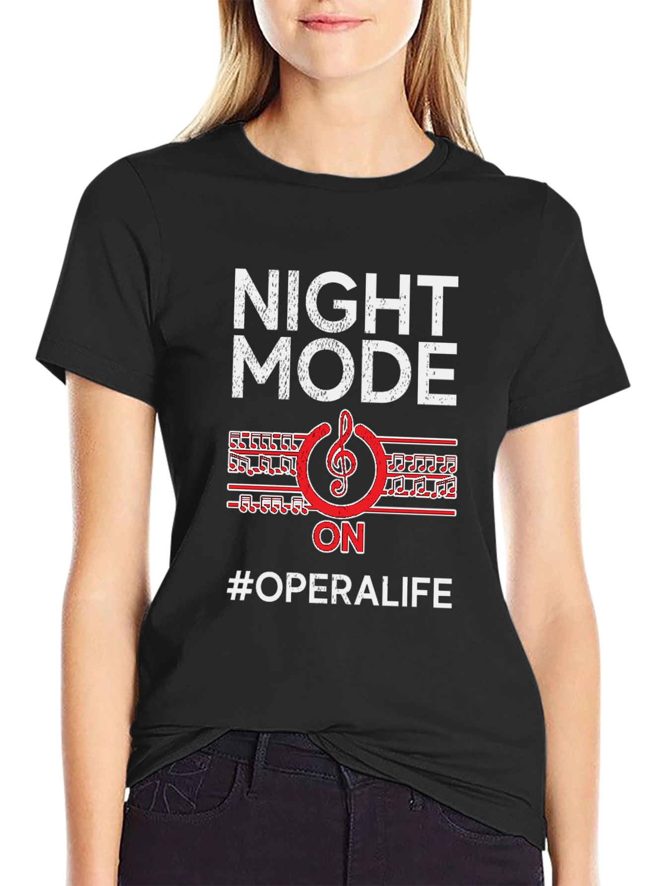 Black Night Mode On #OperaLife Graphic T-Shirt view 2