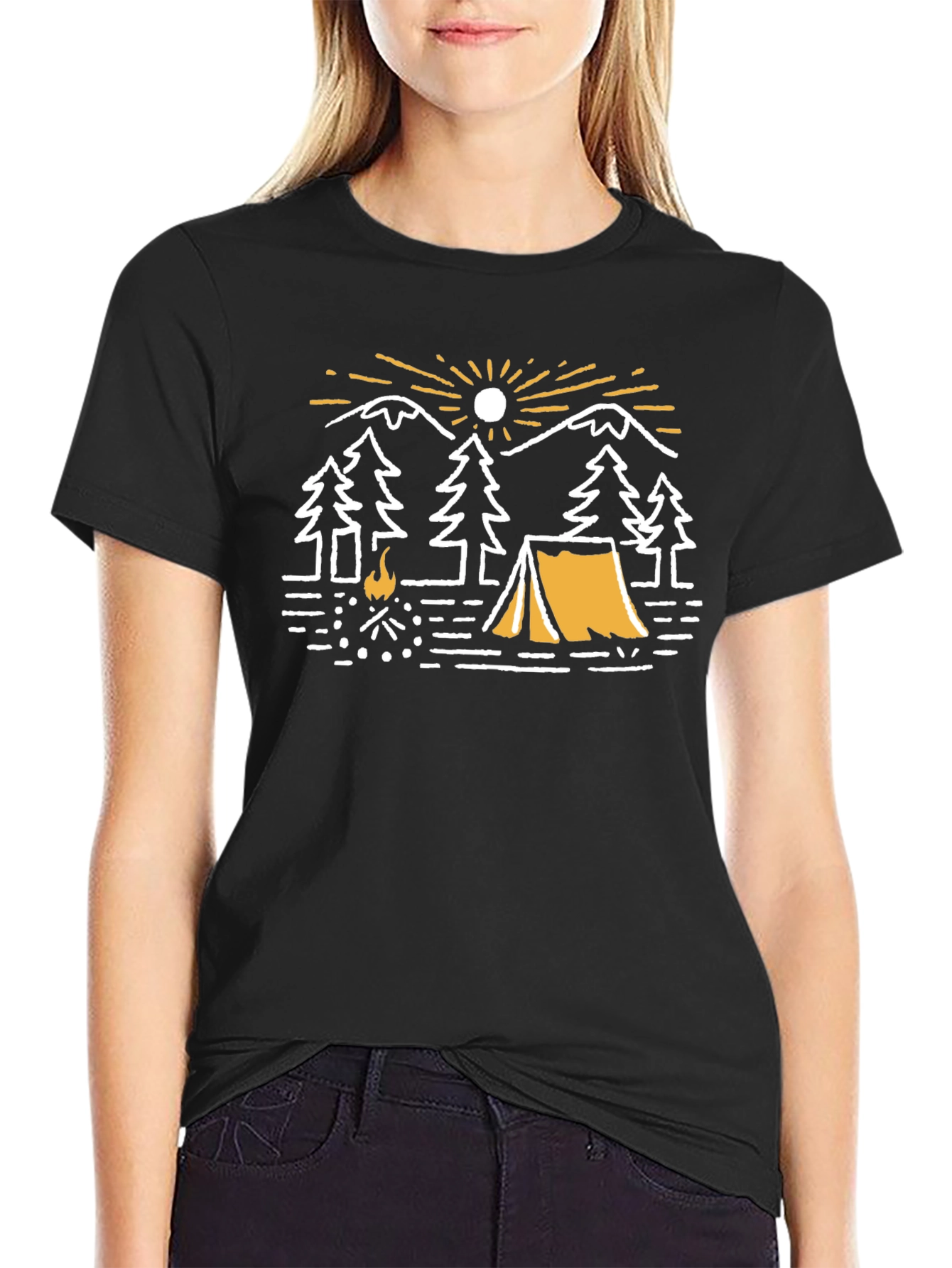Black Camping Adventure Graphic T-Shirt - Black view 2