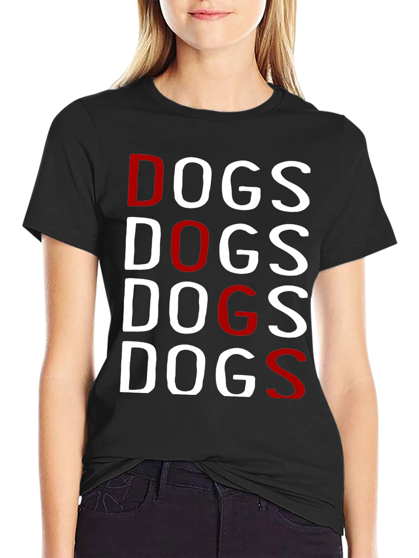 Black DOGS Graphic Tee - Black Crew Neck T-Shirt view 2