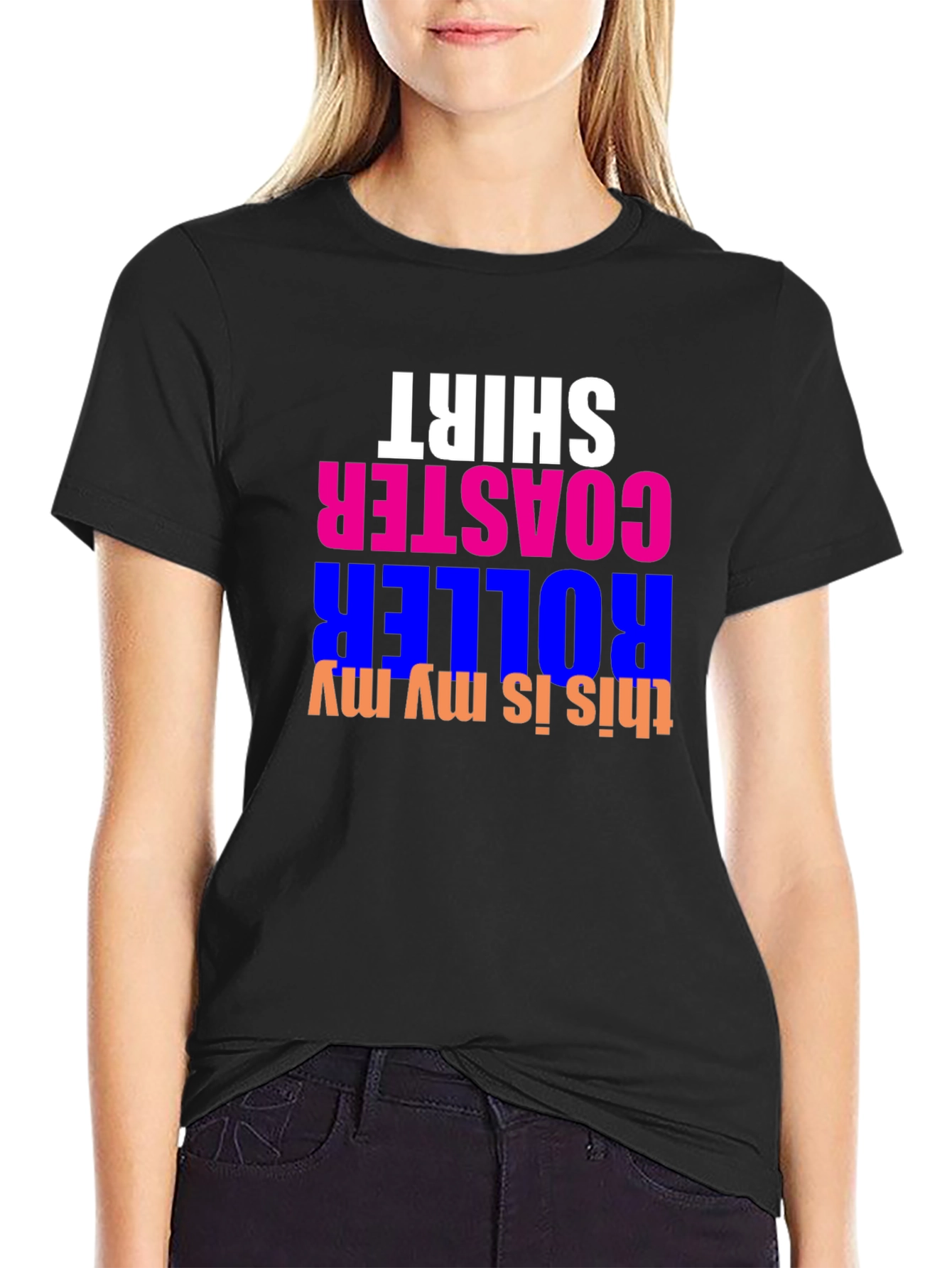 Black Roller Coaster Fan T-Shirt - Black Graphic Tee view 2