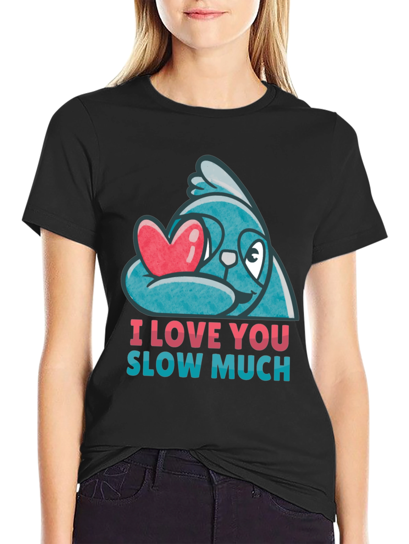 Black I Love You Slow Much Sloth Graphic Tee view 2