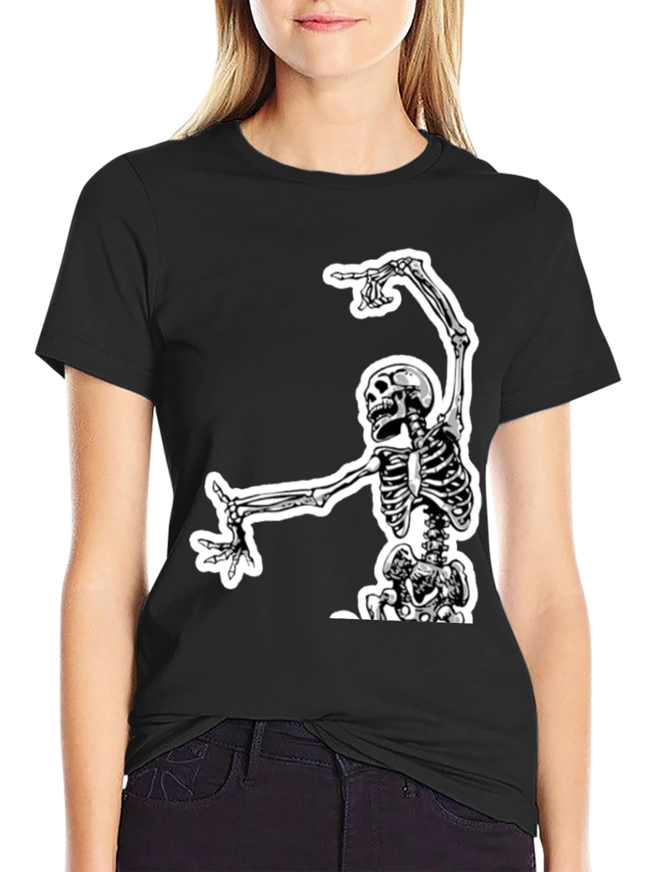 Black Skeleton Graphic Tee - Black Cotton view 2