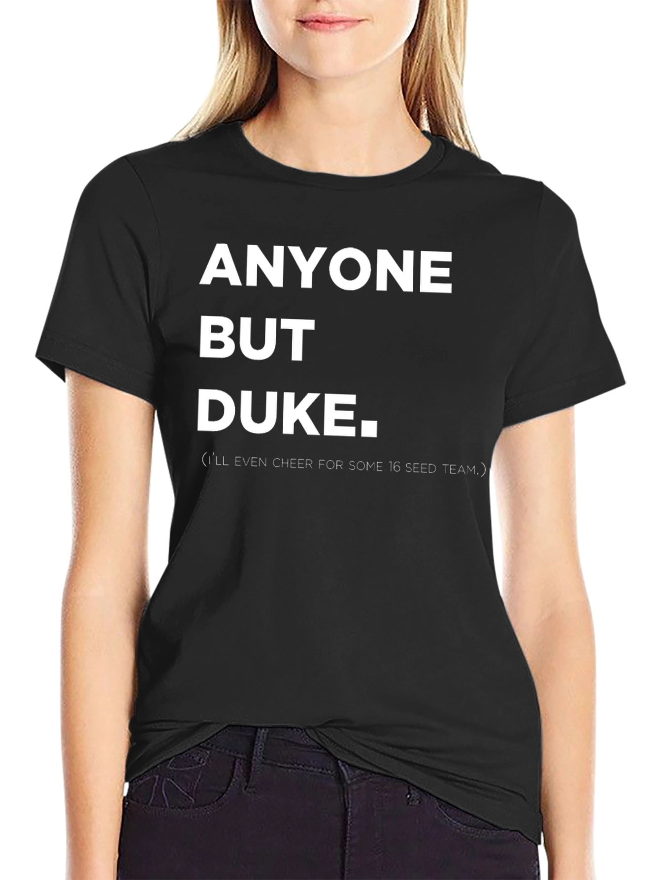 Black Anyone But Duke T-Shirt - College Basketball Fan Apparel view 2