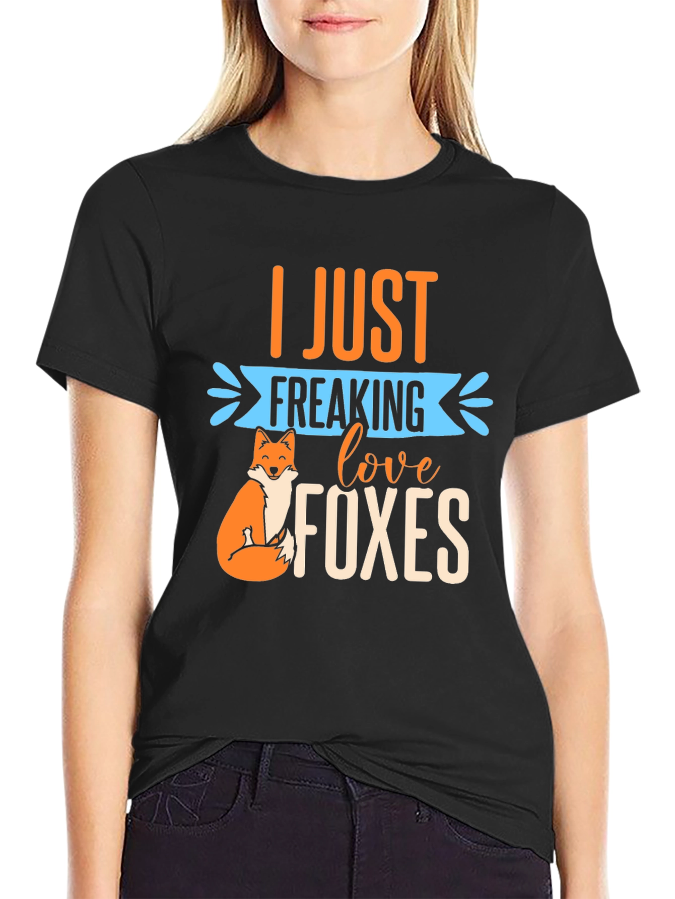 Black I Just Freaking Love Foxes T-Shirt view 2
