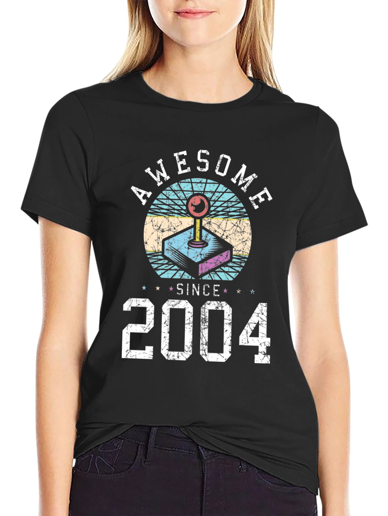 Black Awesome Since 2004 Gamer T-Shirt view 2