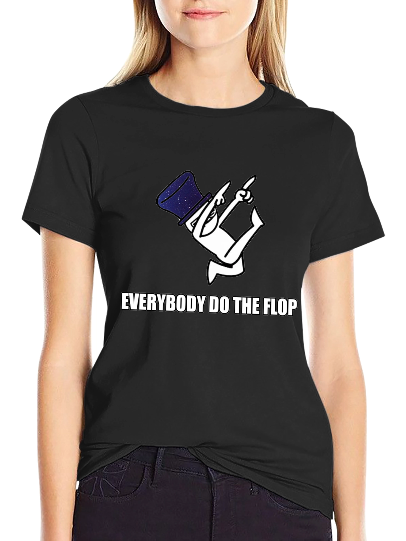 Black Everybody Do The Flop Graphic Tee view 2