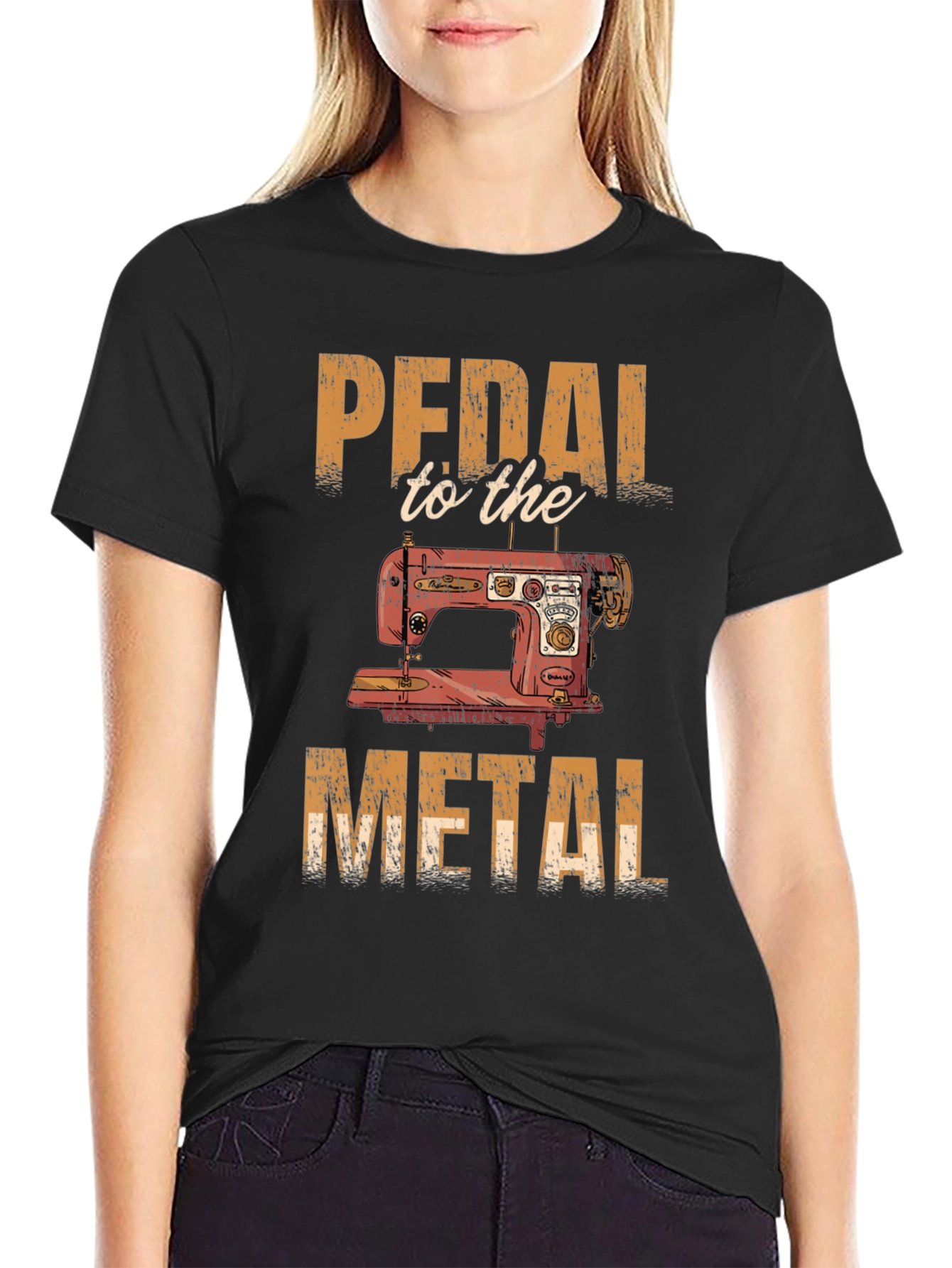 Black Pedal to the Metal Sewing Machine T-Shirt view 2