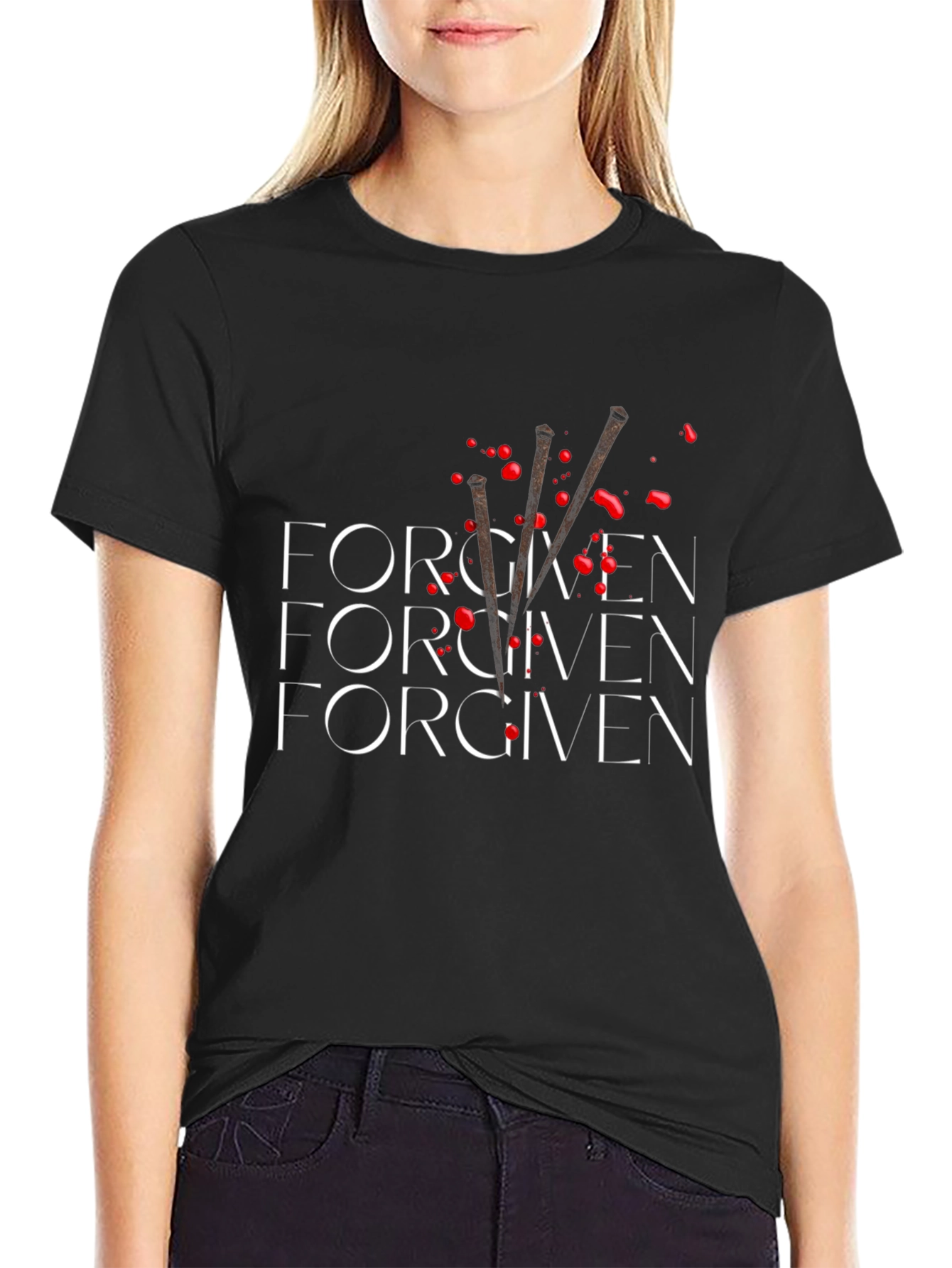 Black Forgiven Graphic Tee - Black Cotton Blend view 2