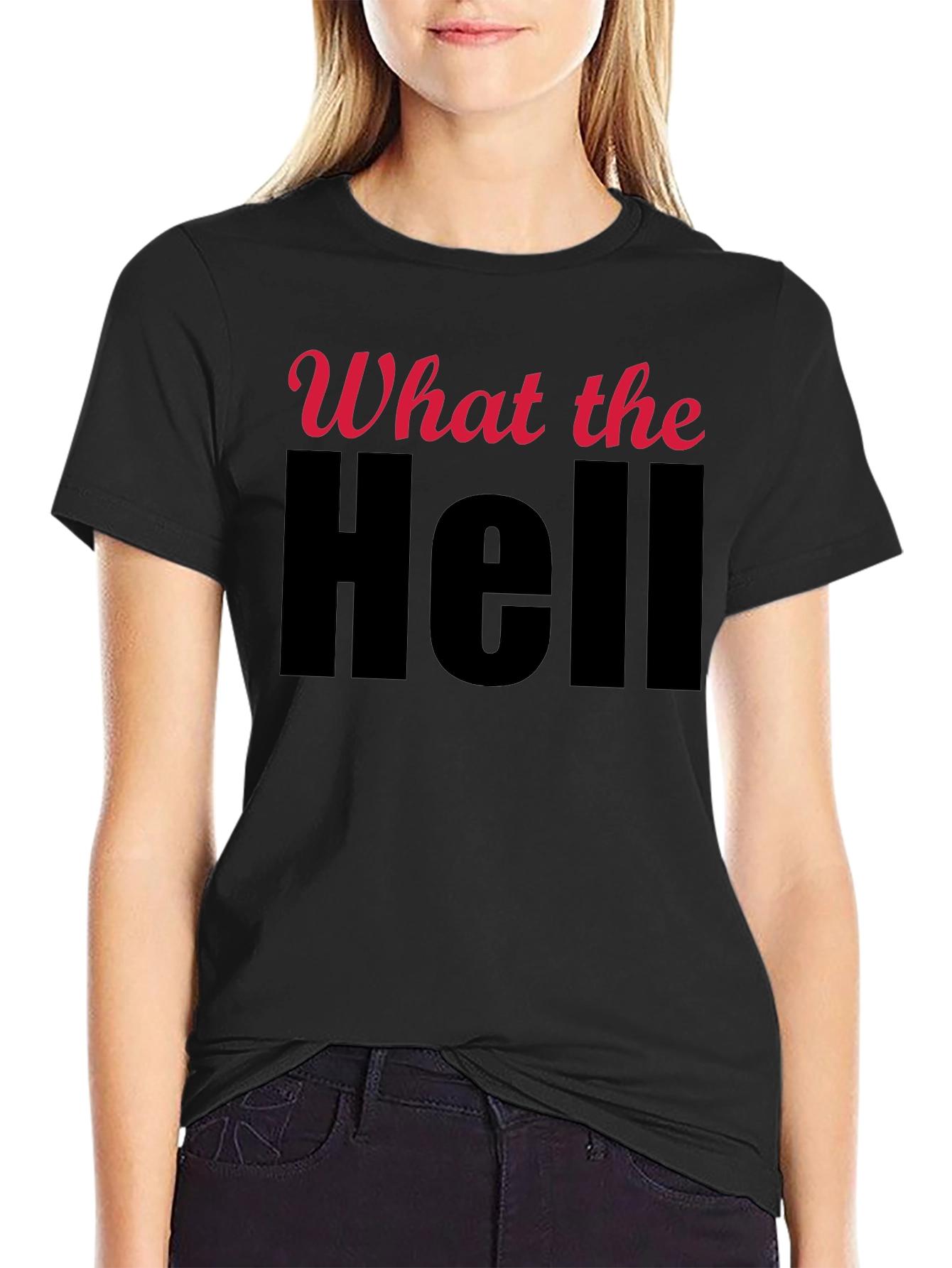 Black What the Hell Graphic T-Shirt view 2