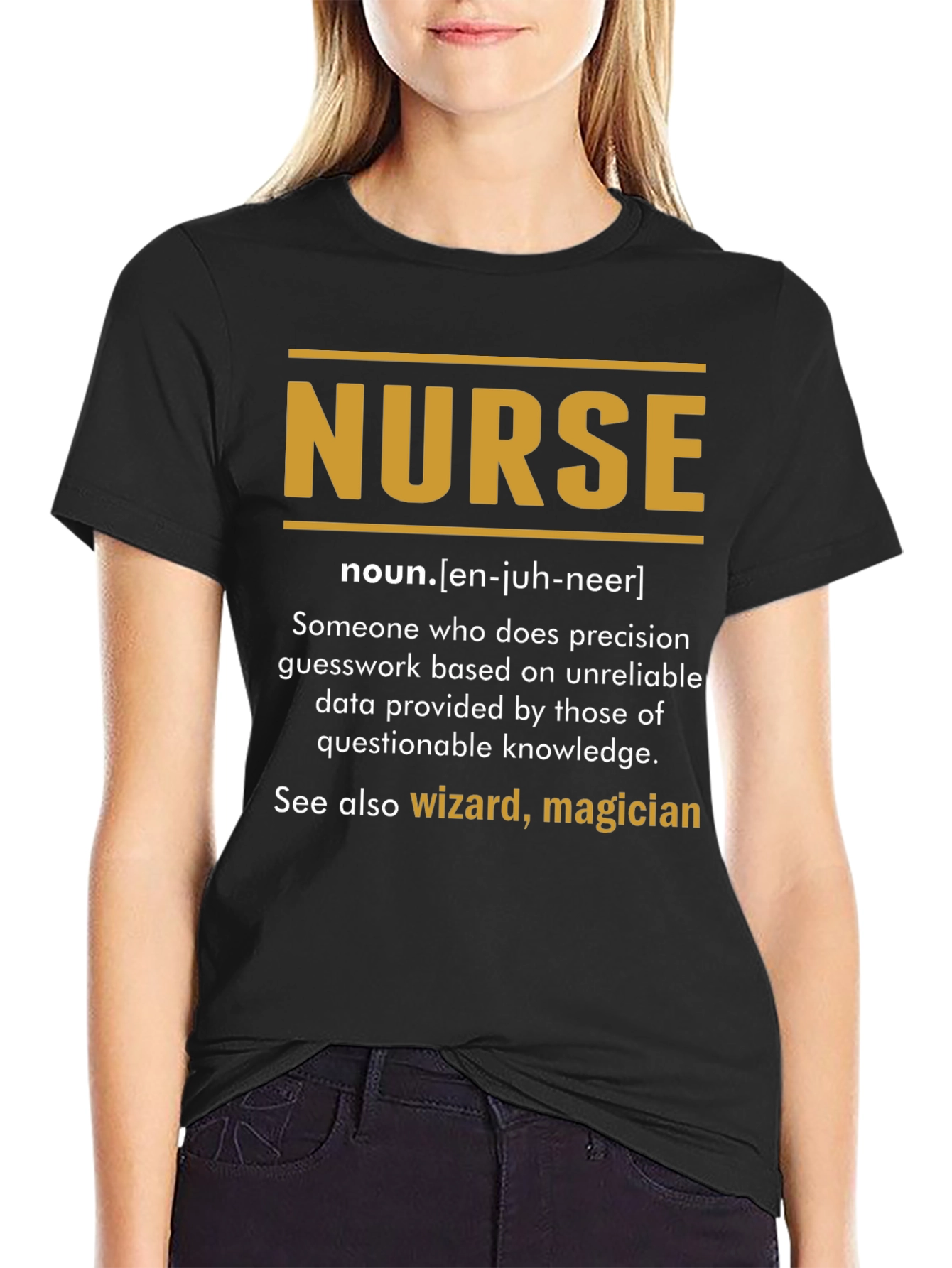 Black Funny Nurse Definition T-Shirt view 2