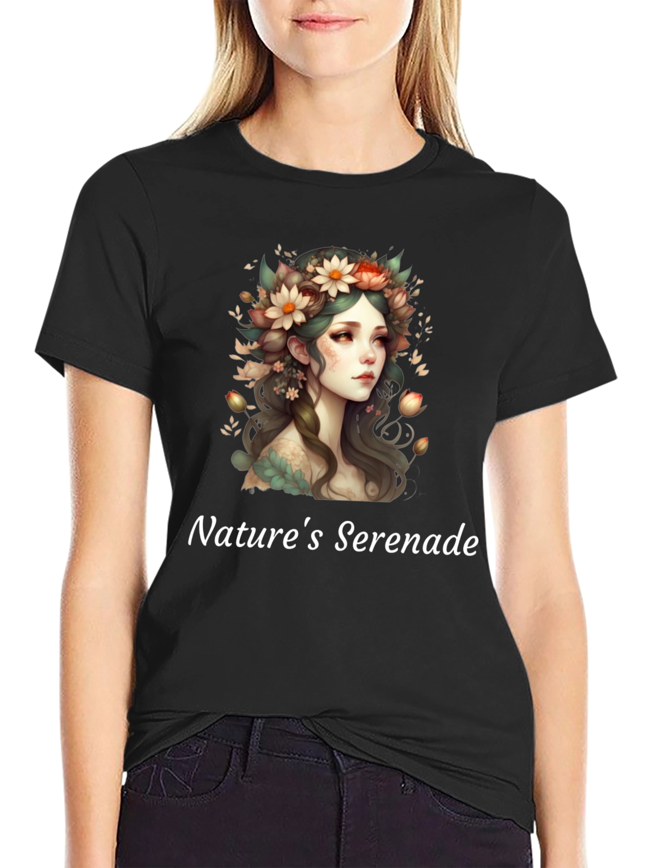 Black Nature's Serenade Graphic T-Shirt view 2