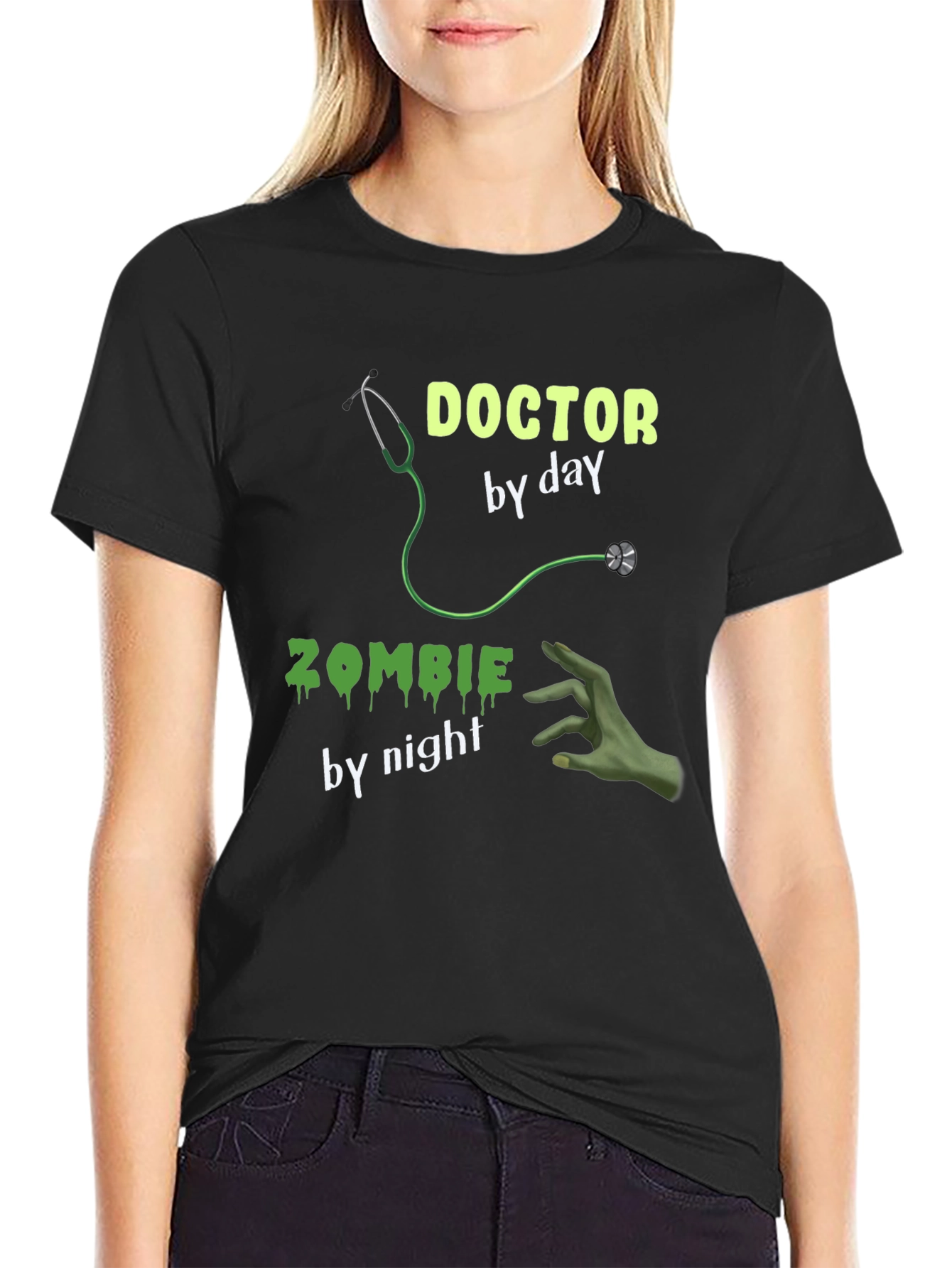 Black Doctor by Day Zombie by Night Graphic Tee view 2