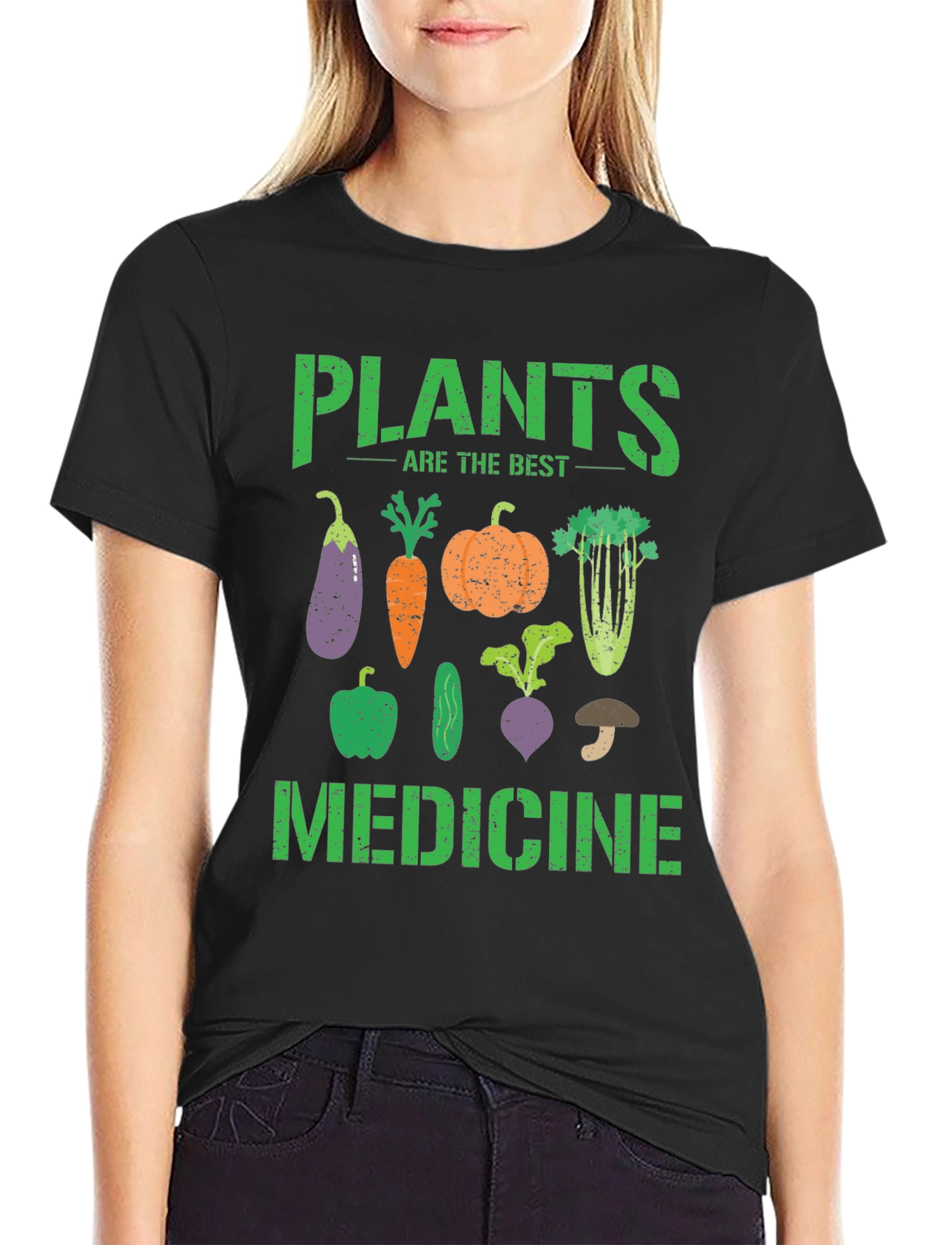 Black Plants Are The Best Medicine Graphic Tee view 2