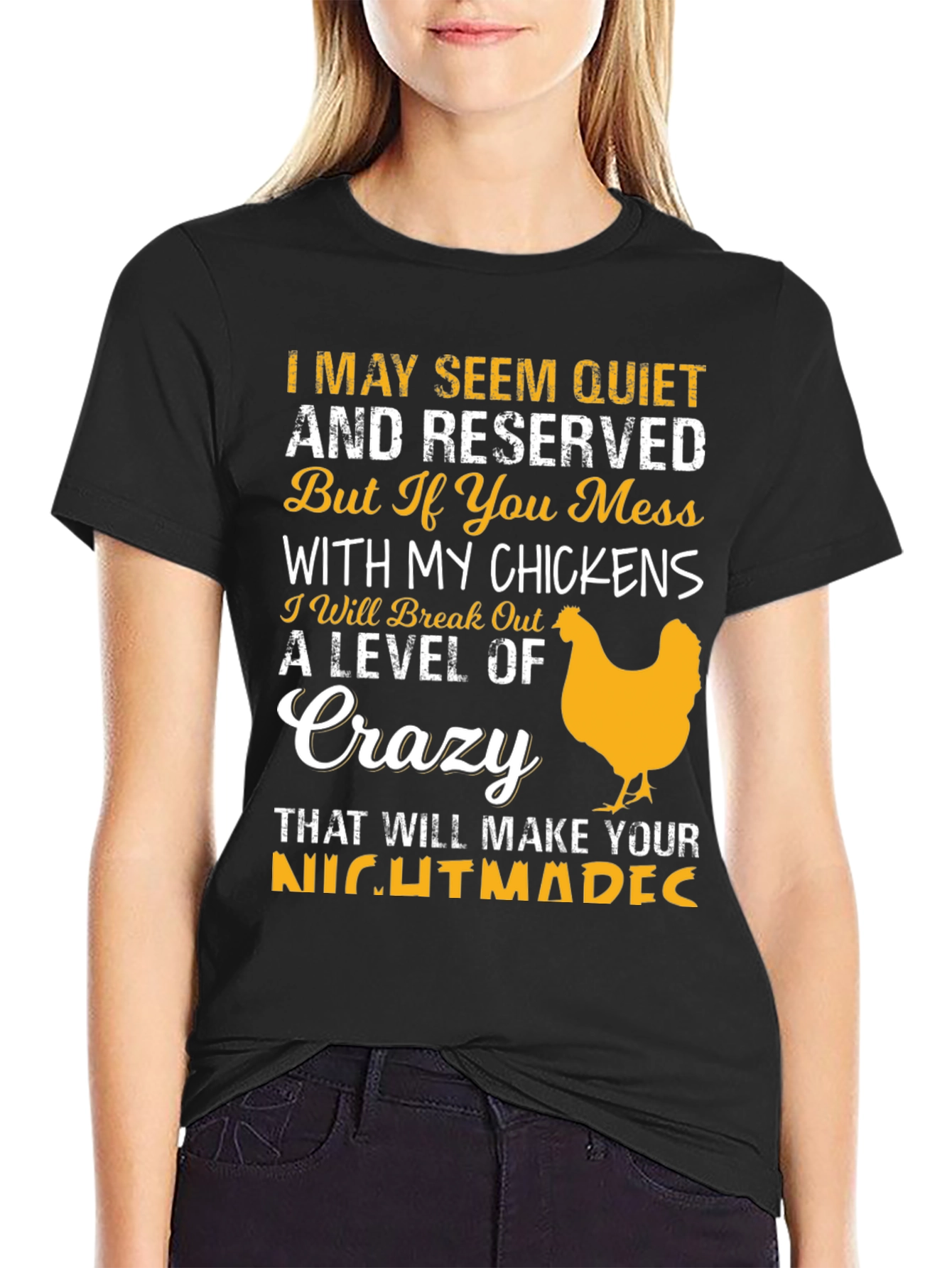 Black Funny Chicken Lover T-Shirt Crazy Level view 2