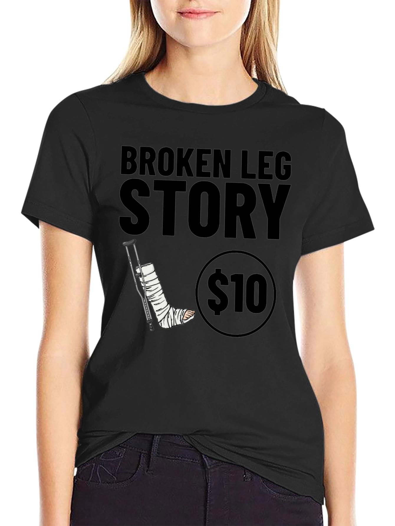 Black Broken Leg Story Graphic Tee - $10 view 2