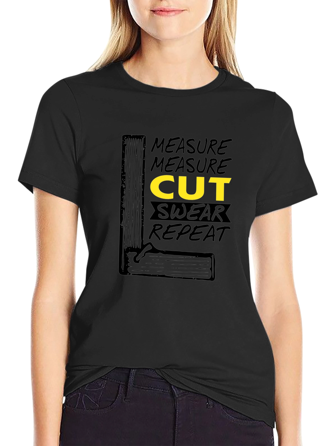 Black Measure Cut Swear Repeat Graphic T-Shirt view 2