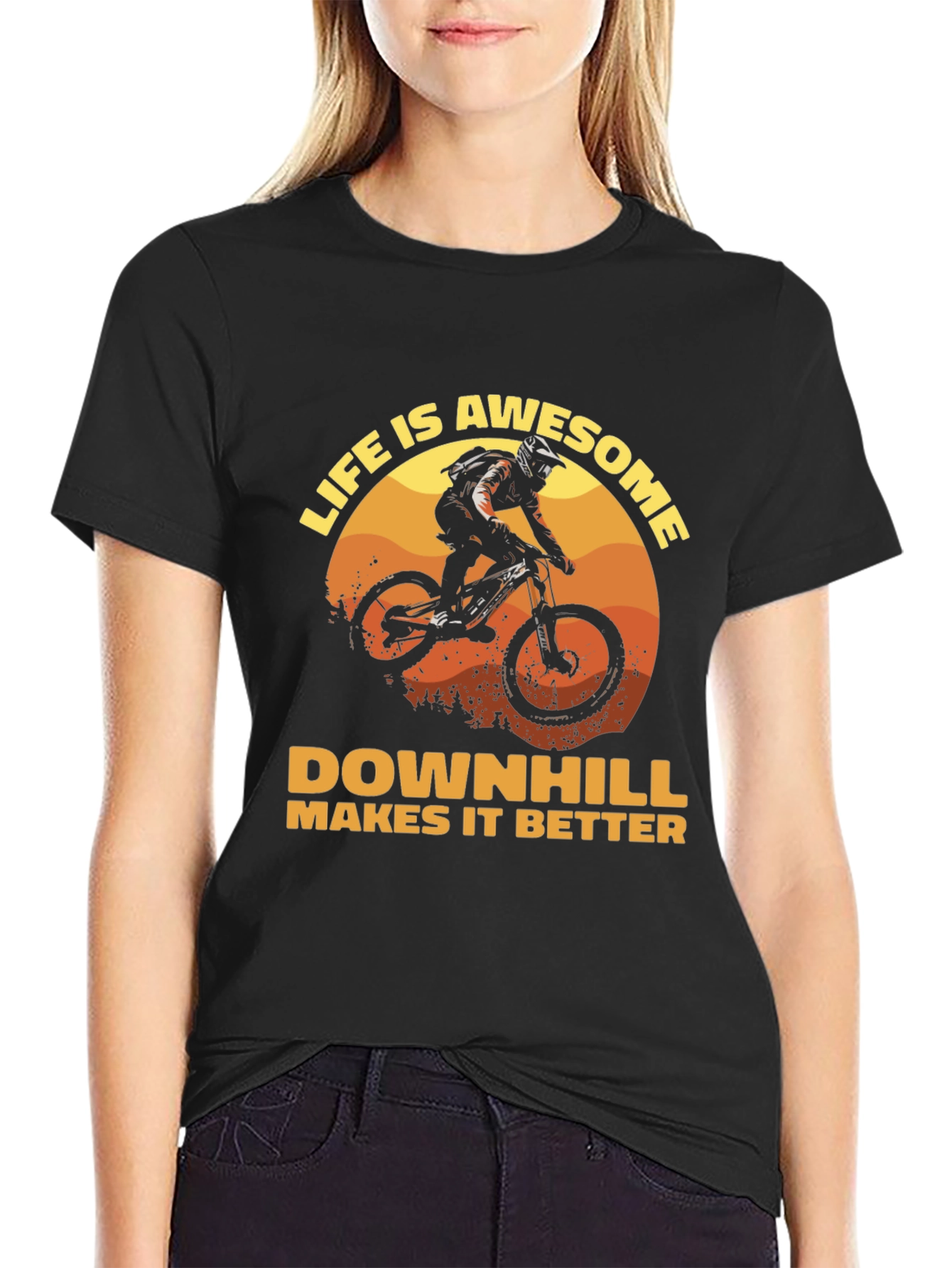 Black Life is Awesome Downhill Bike Graphic T-Shirt view 2