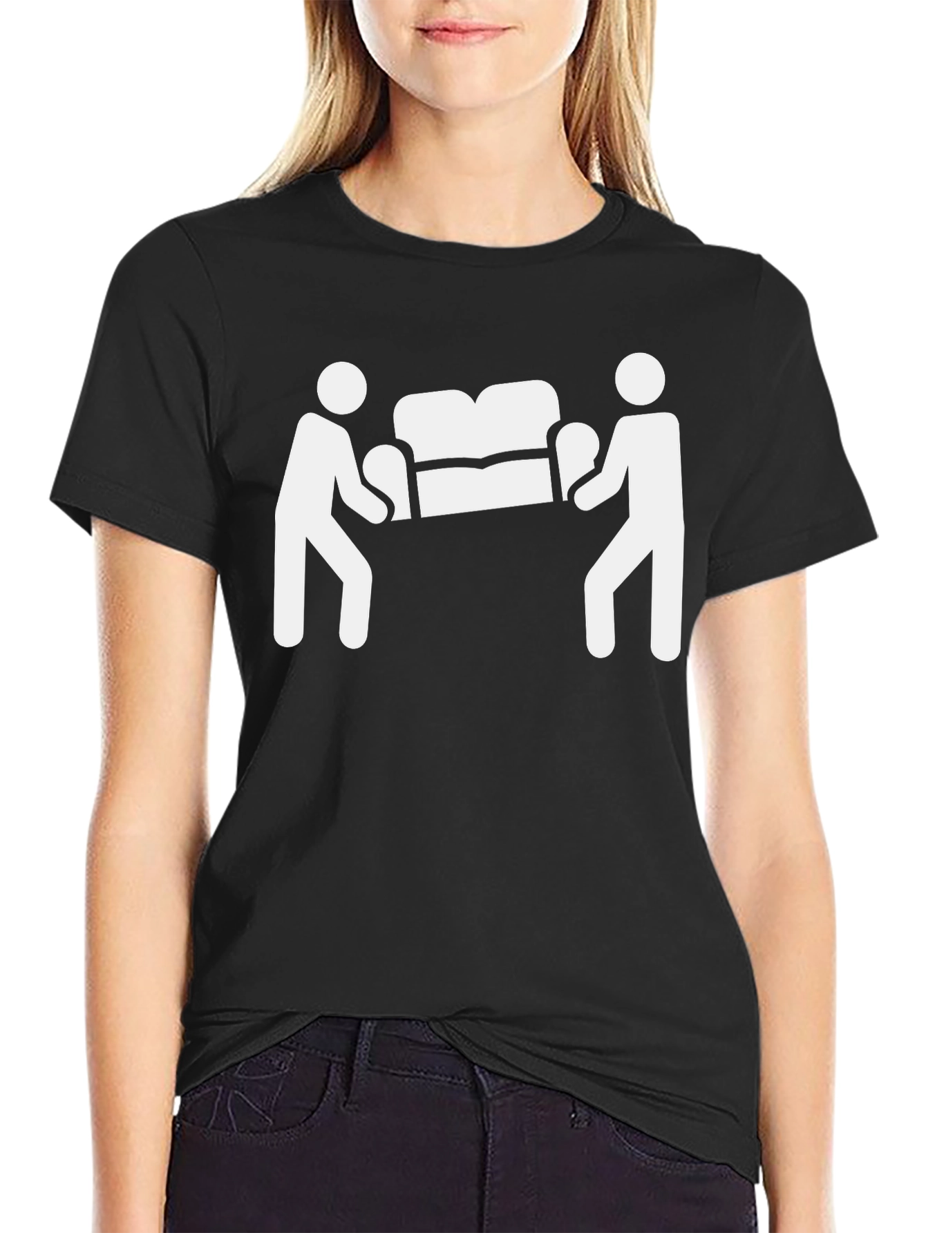 Black Funny Moving Day T-Shirt - Sofa Movers Graphic Tee view 2