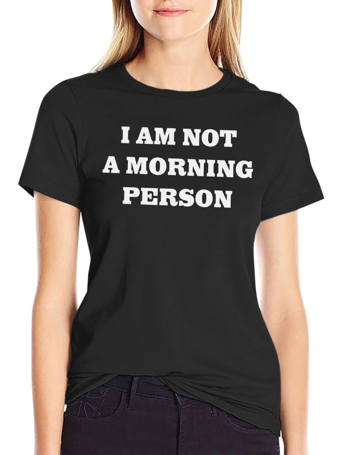 Black I AM NOT A MORNING PERSON Graphic T-Shirt view 2