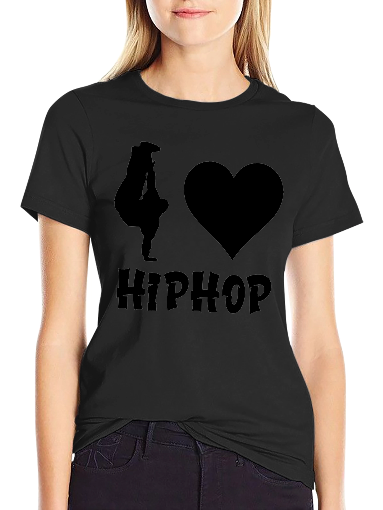 Black I Love Hip Hop Black Graphic T-Shirt view 2