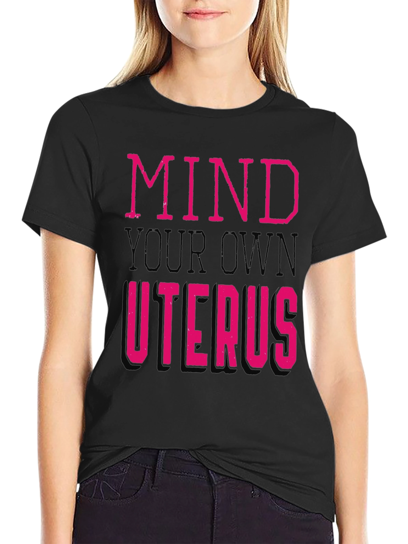 Black Mind Your Own Uterus Graphic Tee view 2