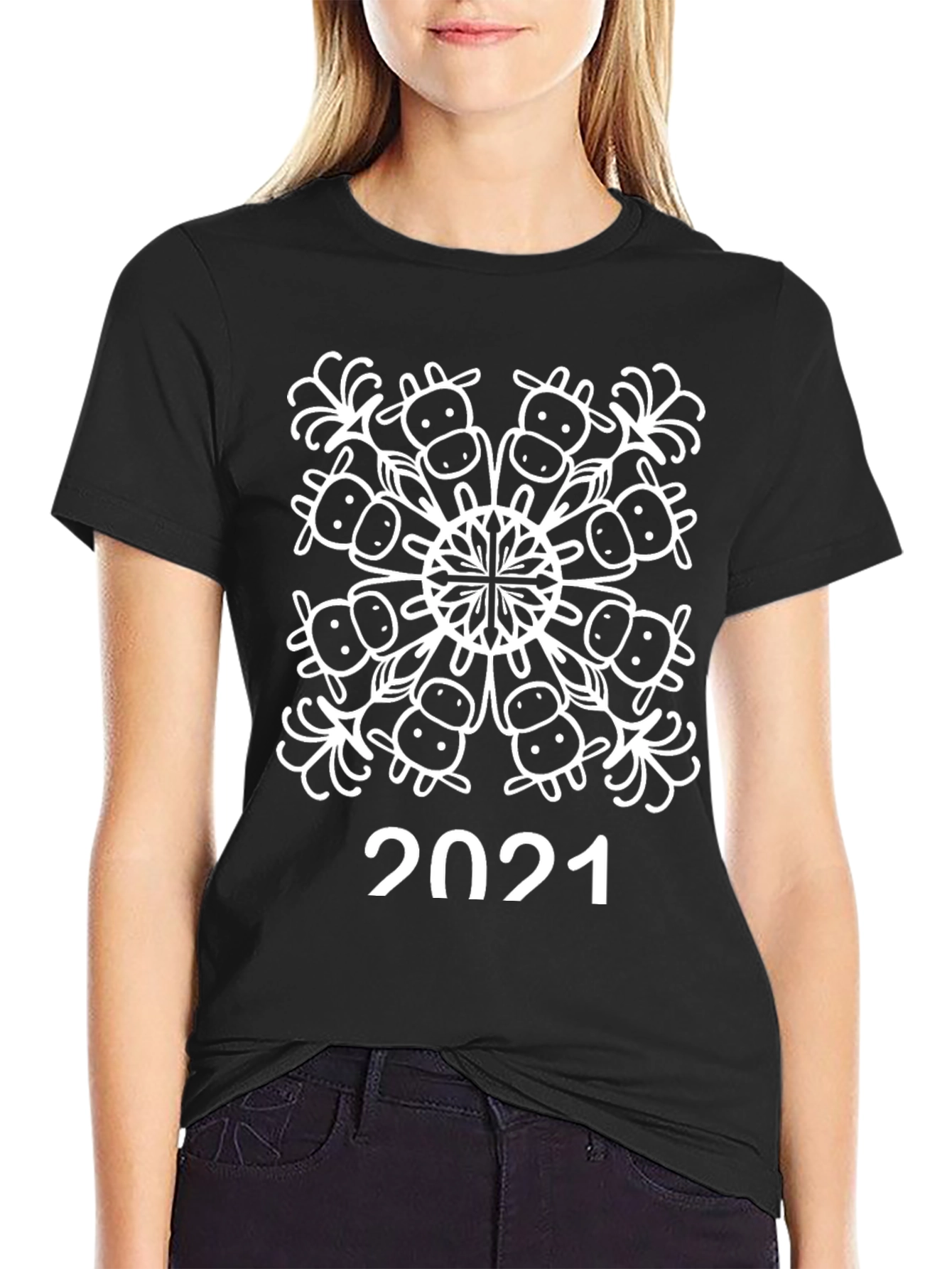 Black Cowflake 2021 T-Shirt view 2