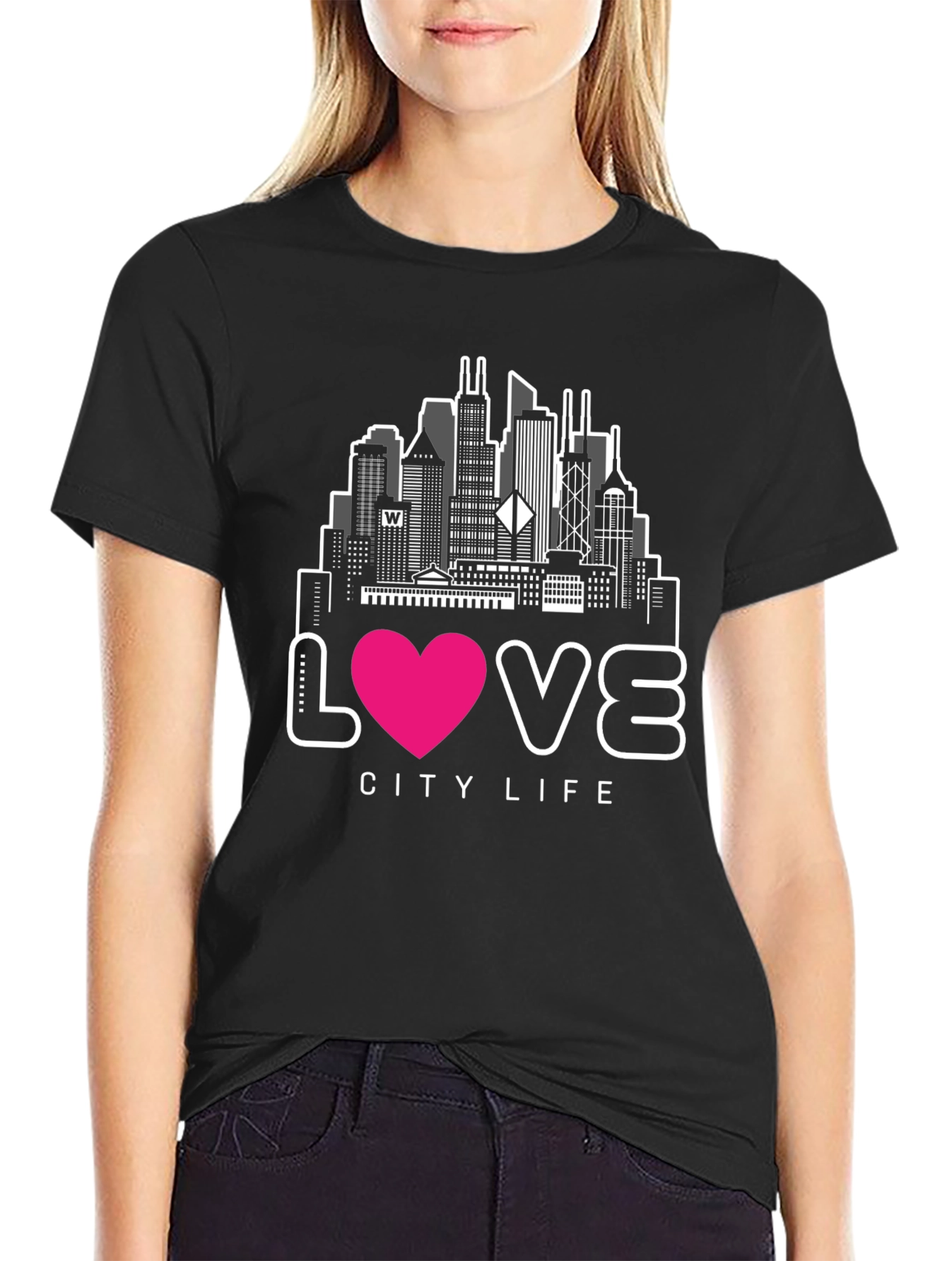 Black Love City Life Graphic Tee - Black view 2
