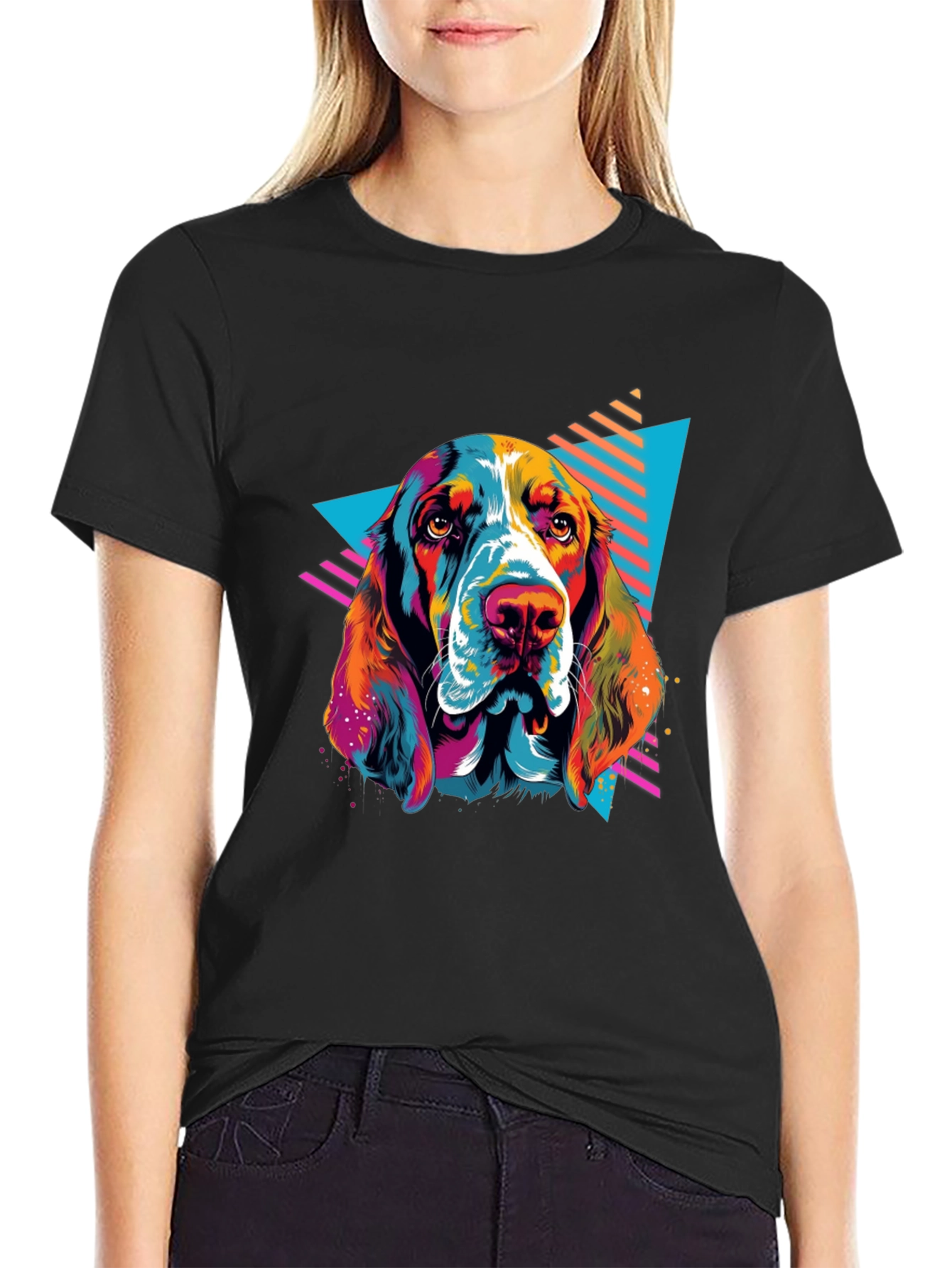 Black Retro Dog Graphic Tee - Black view 2