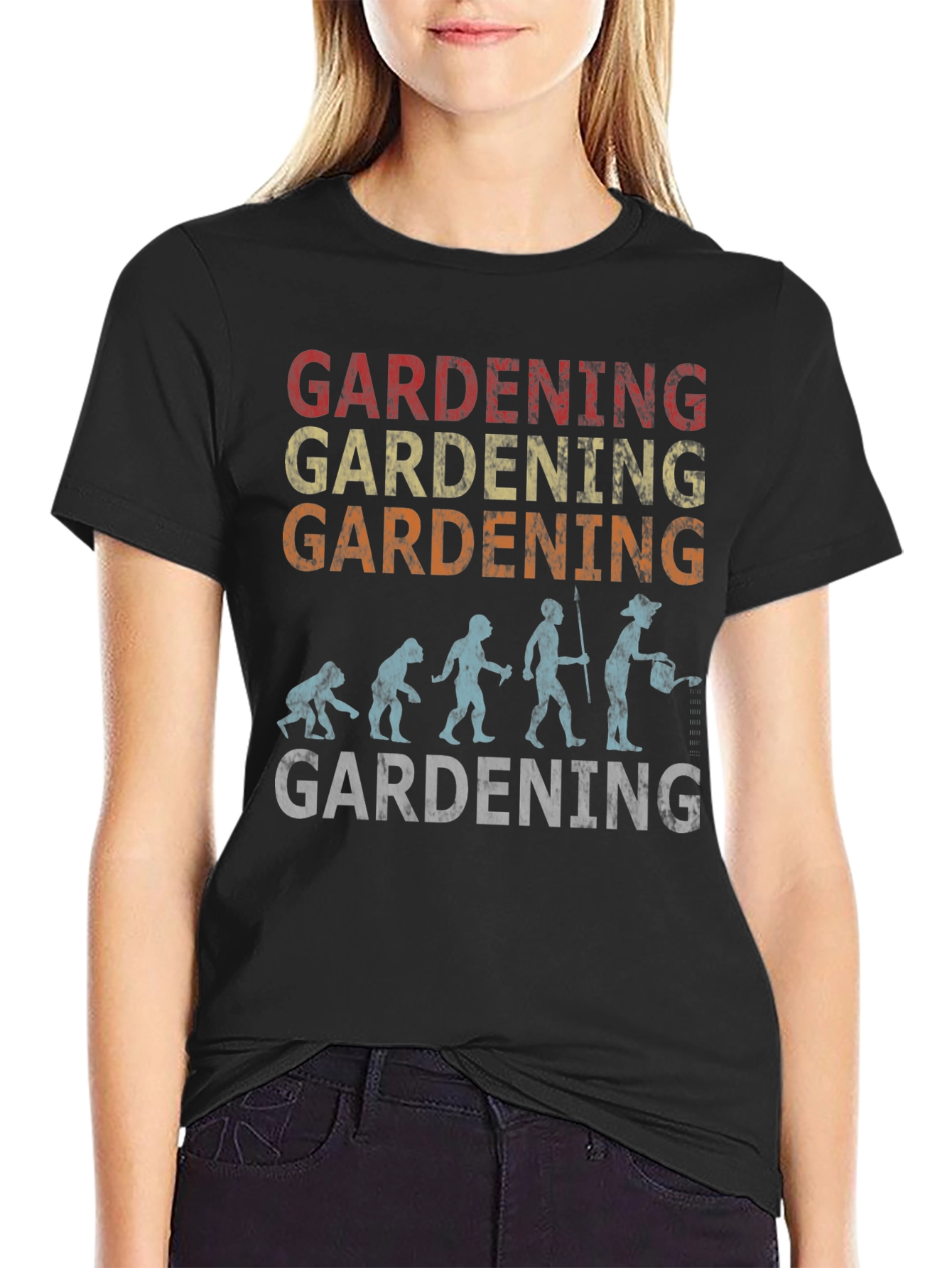 Black Gardening Evolution T-Shirt Funny Gardener Tee view 2