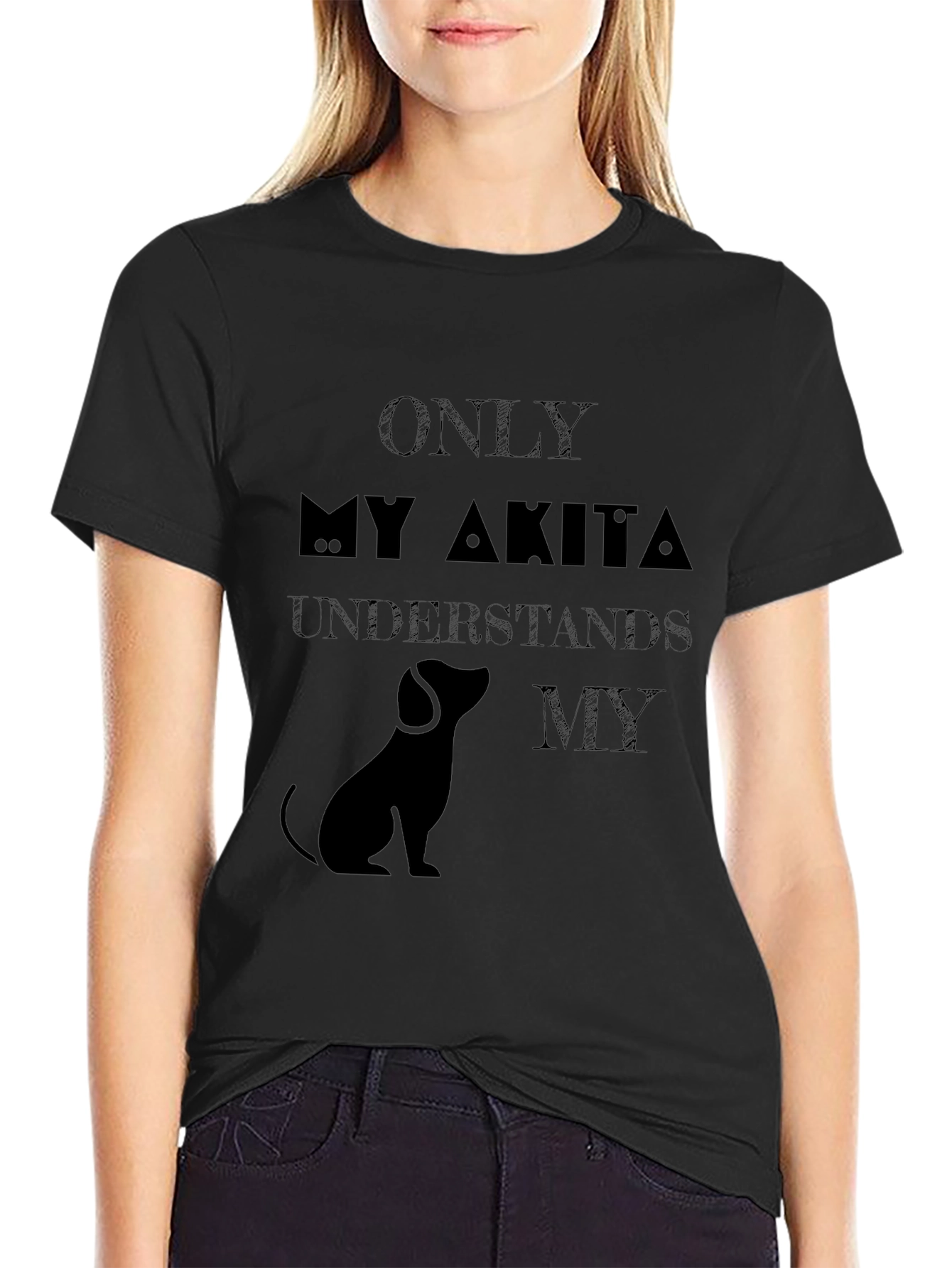 Black Only My Akita Understands T-Shirt view 2