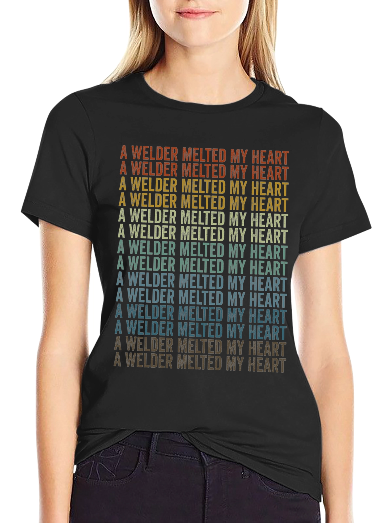 Black Welder Melted My Heart Black T-Shirt view 2