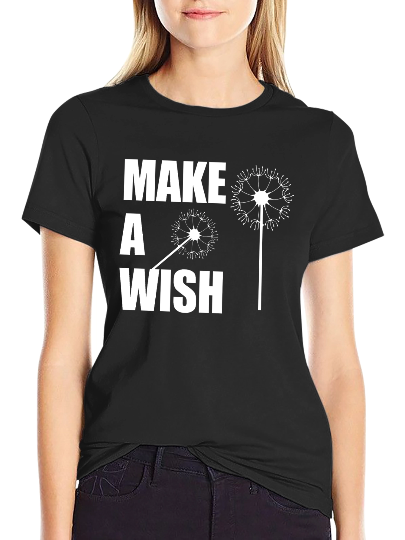 Black Make a Wish Graphic Tee - Casual Black T-Shirt view 2