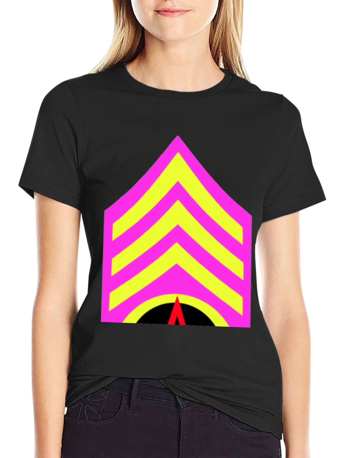 Black Sergeant Stripes Graphic Tee - Bold Statement Style view 2