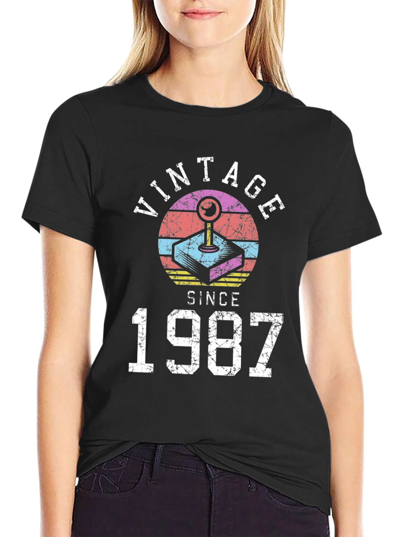 Black Vintage Since 1987 Retro Gaming T-Shirt view 2