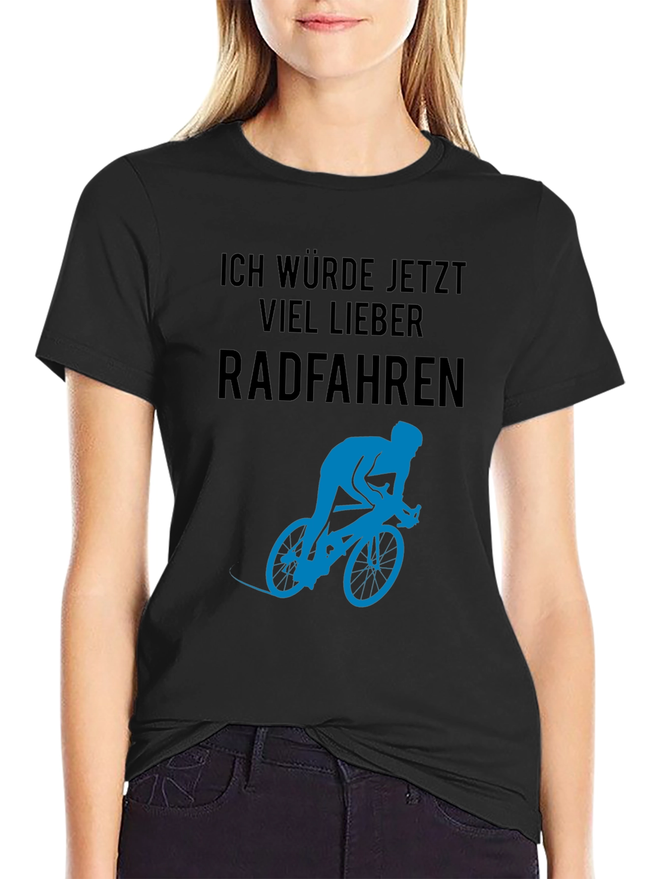 Black Ich Würde Jetzt Viel Lieber Radfahren T-Shirt view 2