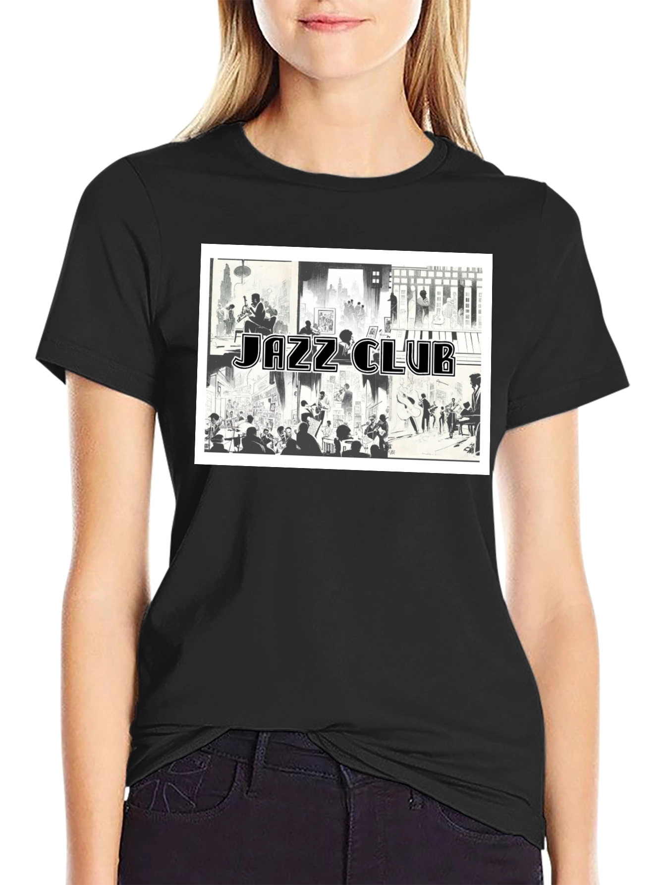 Black Jazz Club Graphic Tee - Black Cotton Blend view 2