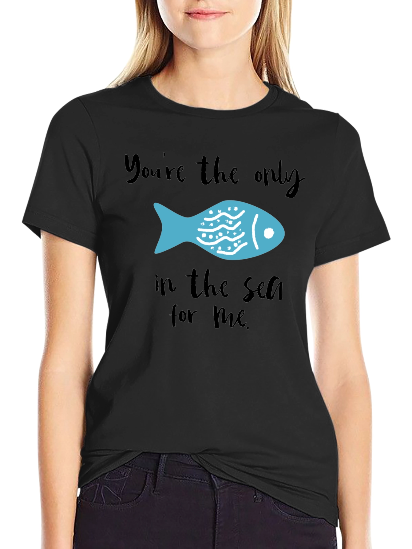 Black You're The Only Fish in the Sea Graphic T-Shirt view 2