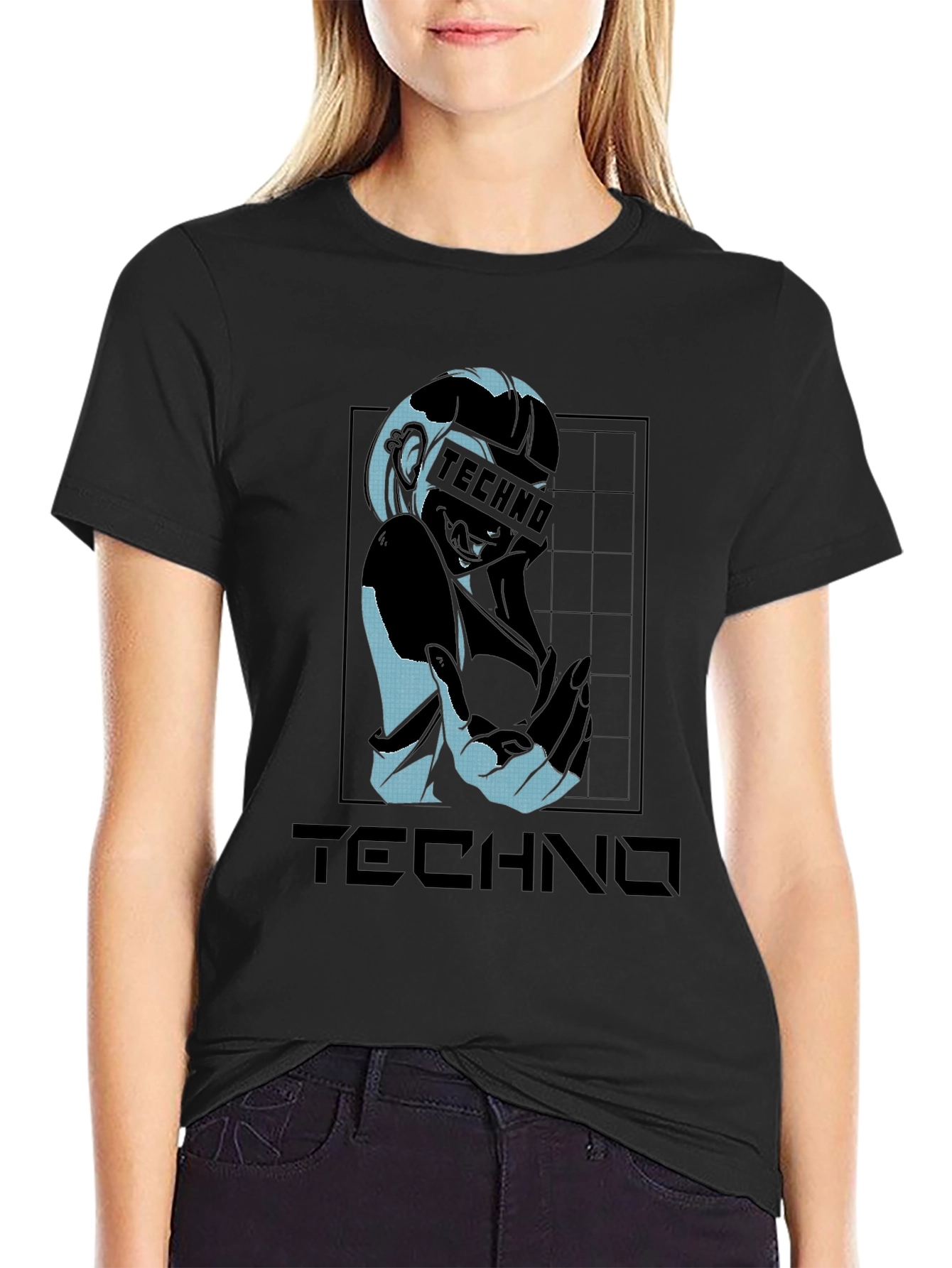 Black Techno Graphic T-Shirt - Stylish Black Tee view 2