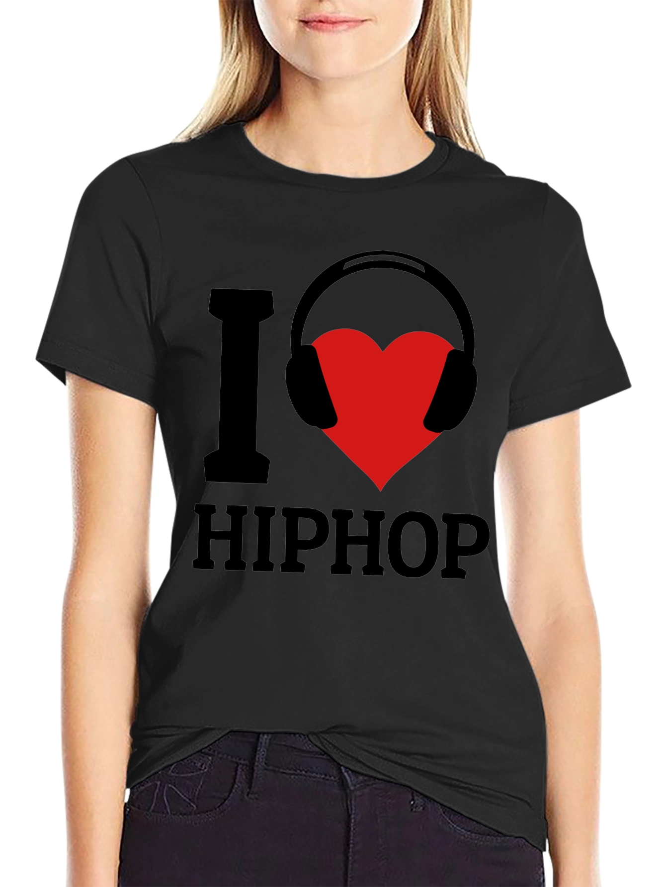 Black I Love Hip Hop Graphic T-Shirt view 2