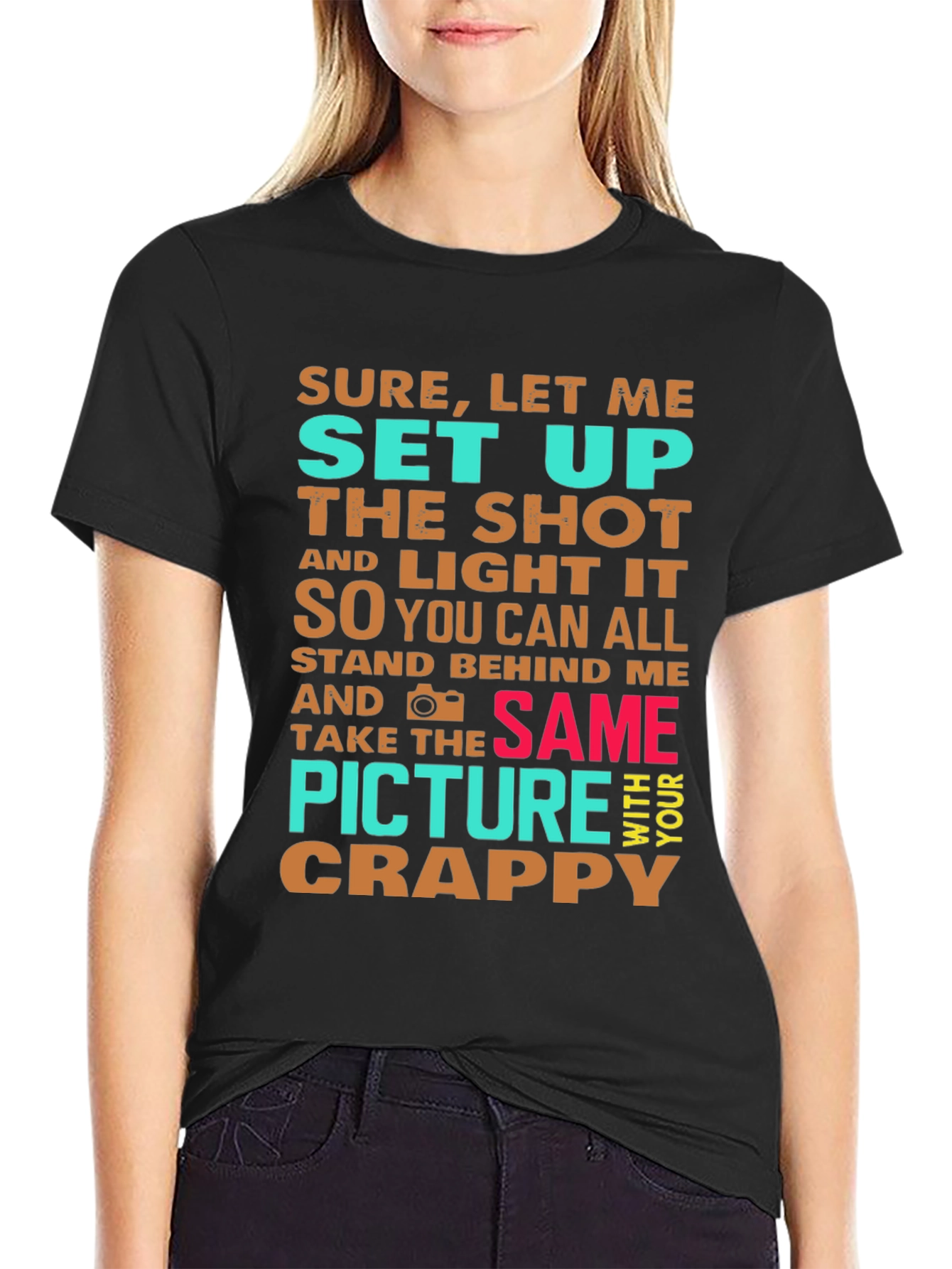 Black Funny Photographer T-Shirt - Set Up The Shot view 2