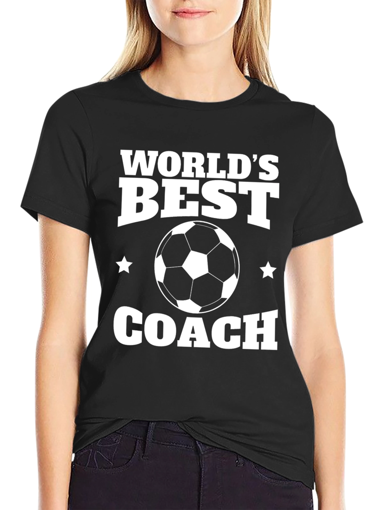 Black World's Best Coach Soccer T-Shirt view 2