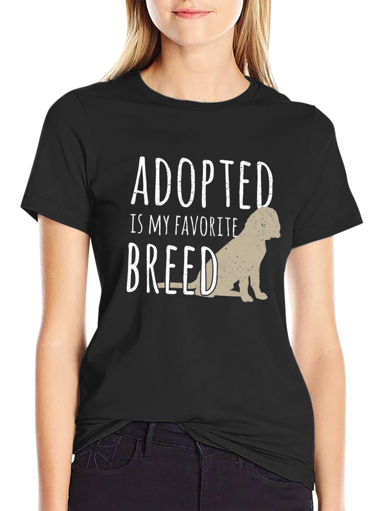 Black Adopted is My Favorite Breed T-Shirt view 2