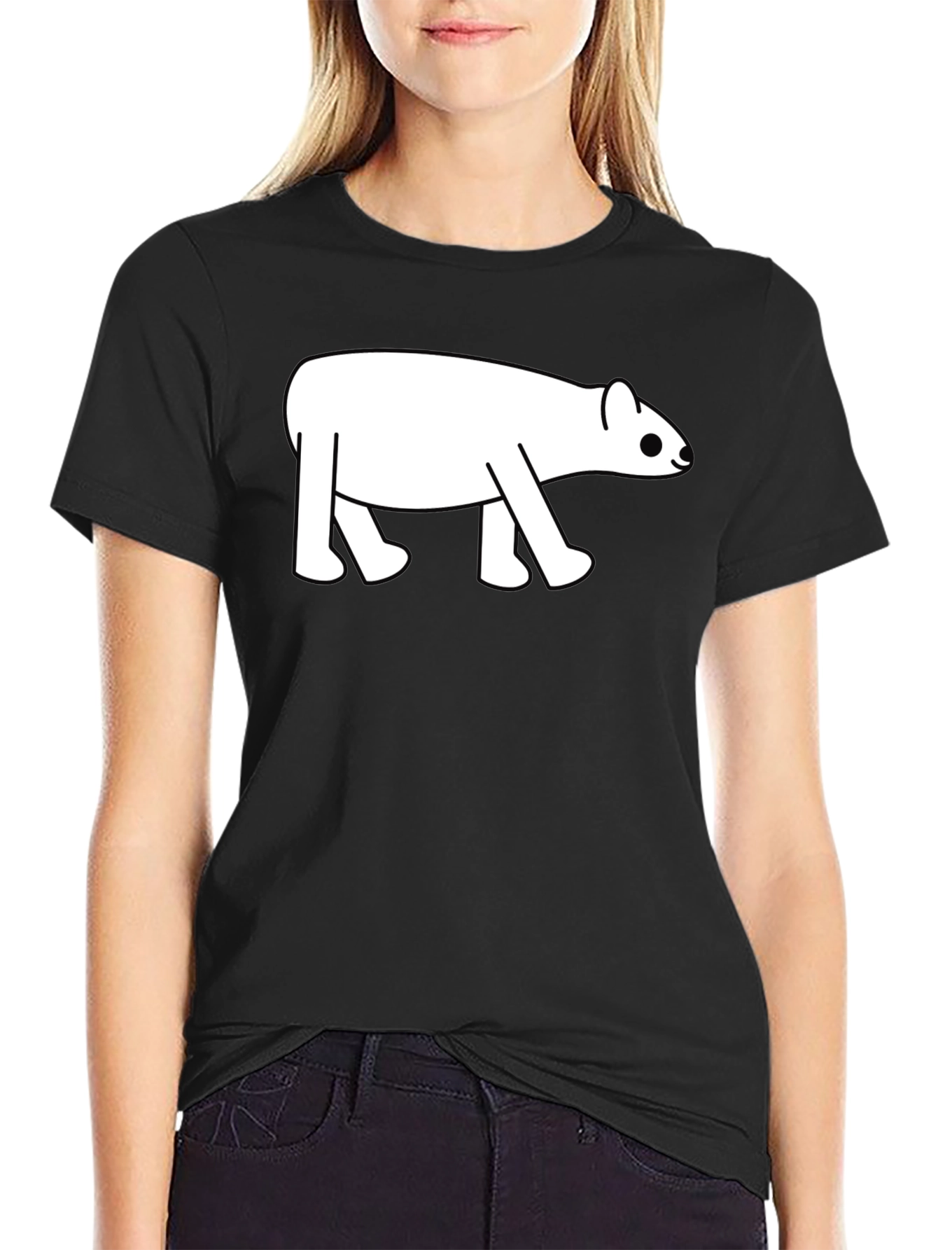 Black Cute Tapir Graphic Tee - Black Cotton Blend T-Shirt view 2