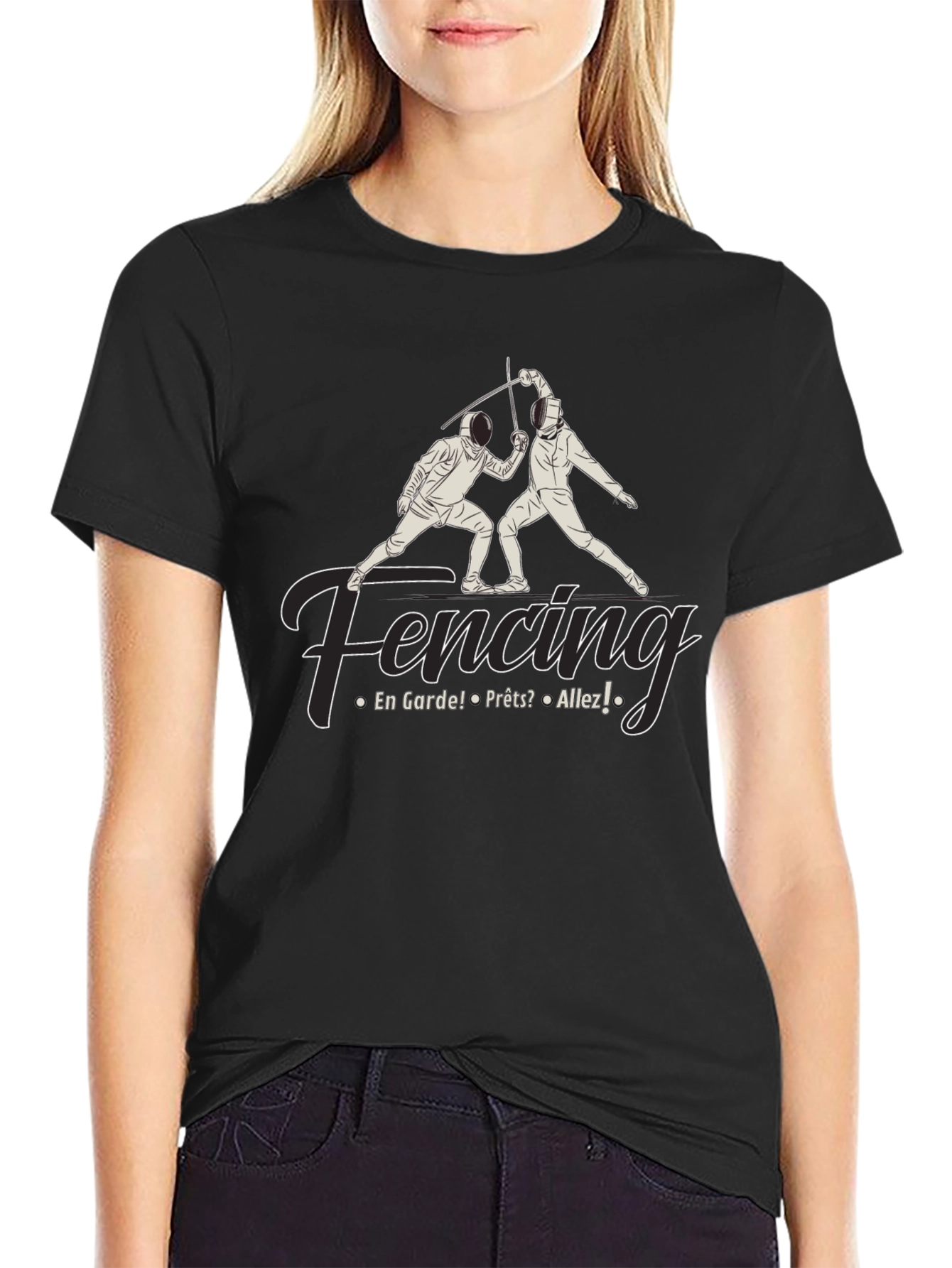 Black Fencing T-Shirt - En Garde Design view 2