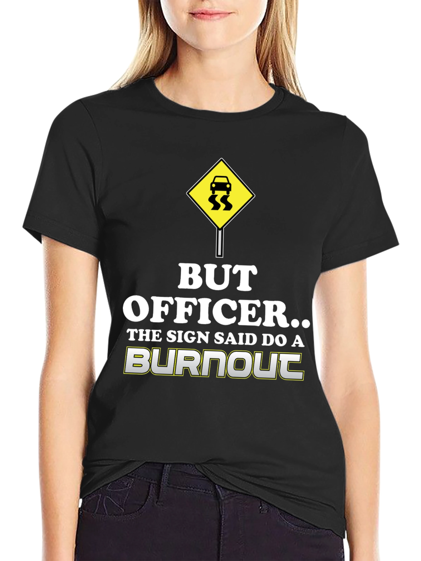Black But Officer Burnout T-Shirt view 2