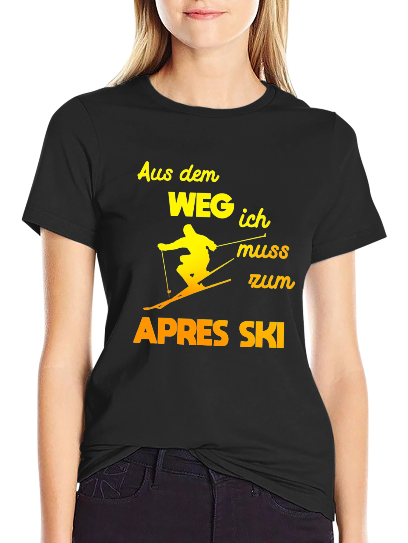 Black Apres Ski T-Shirt - Funny Skiing Tee view 2