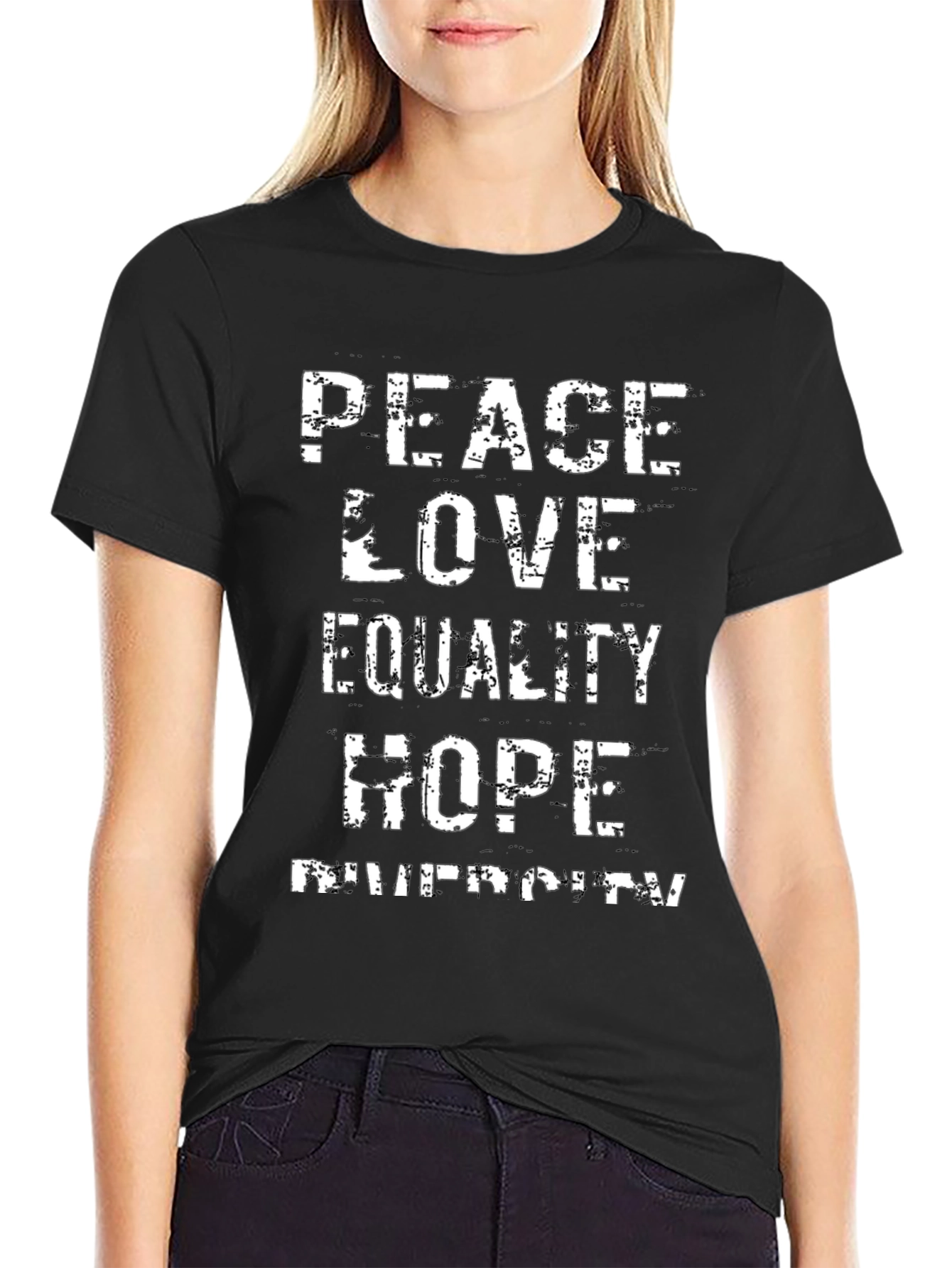 Black Peace Love Equality Hope Diversity T-Shirt view 2